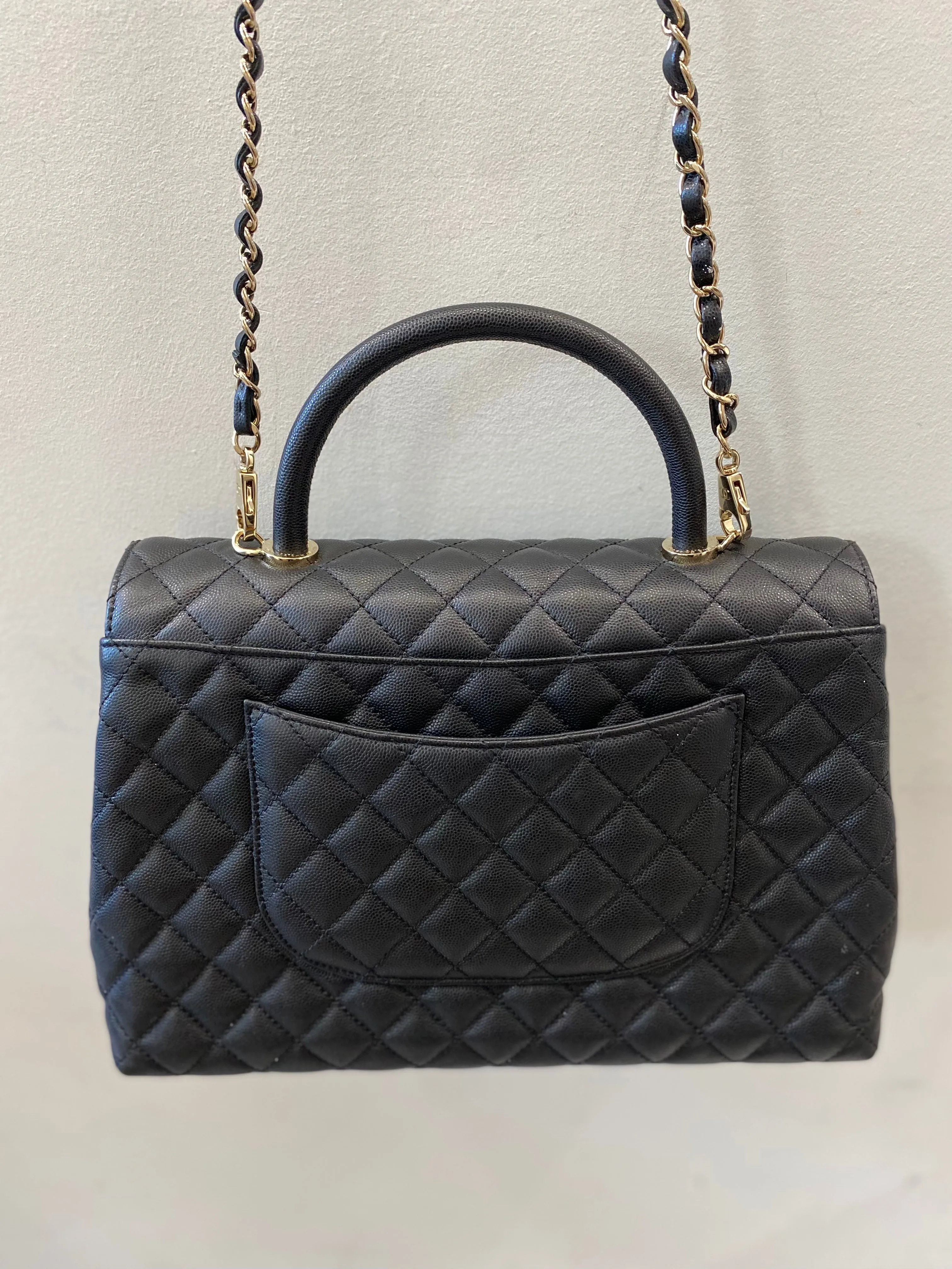 CHANEL CAVIAR QUILTED MEDIUM COCO TOP HANDLE FLAP BAG