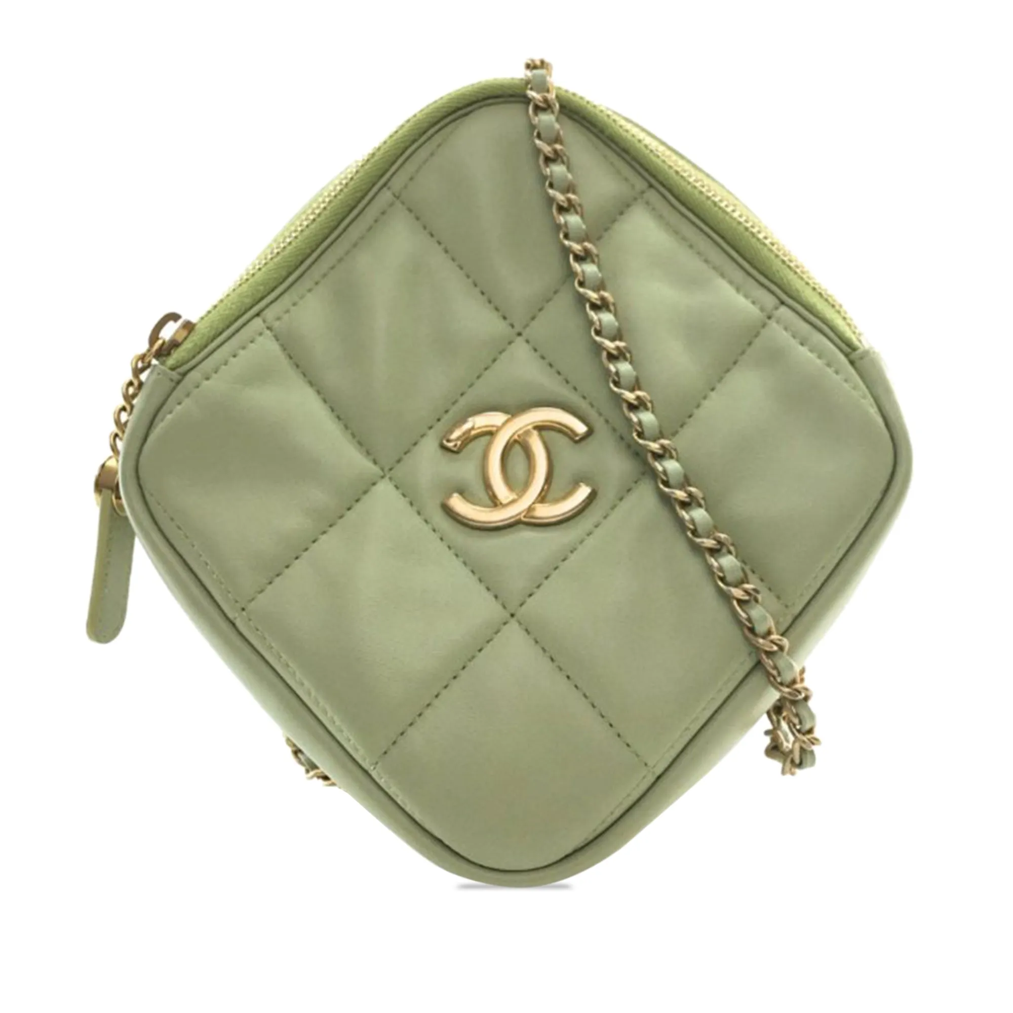 Chanel CC Lambskin Diamond Clutch with Chain Crossbody Bag