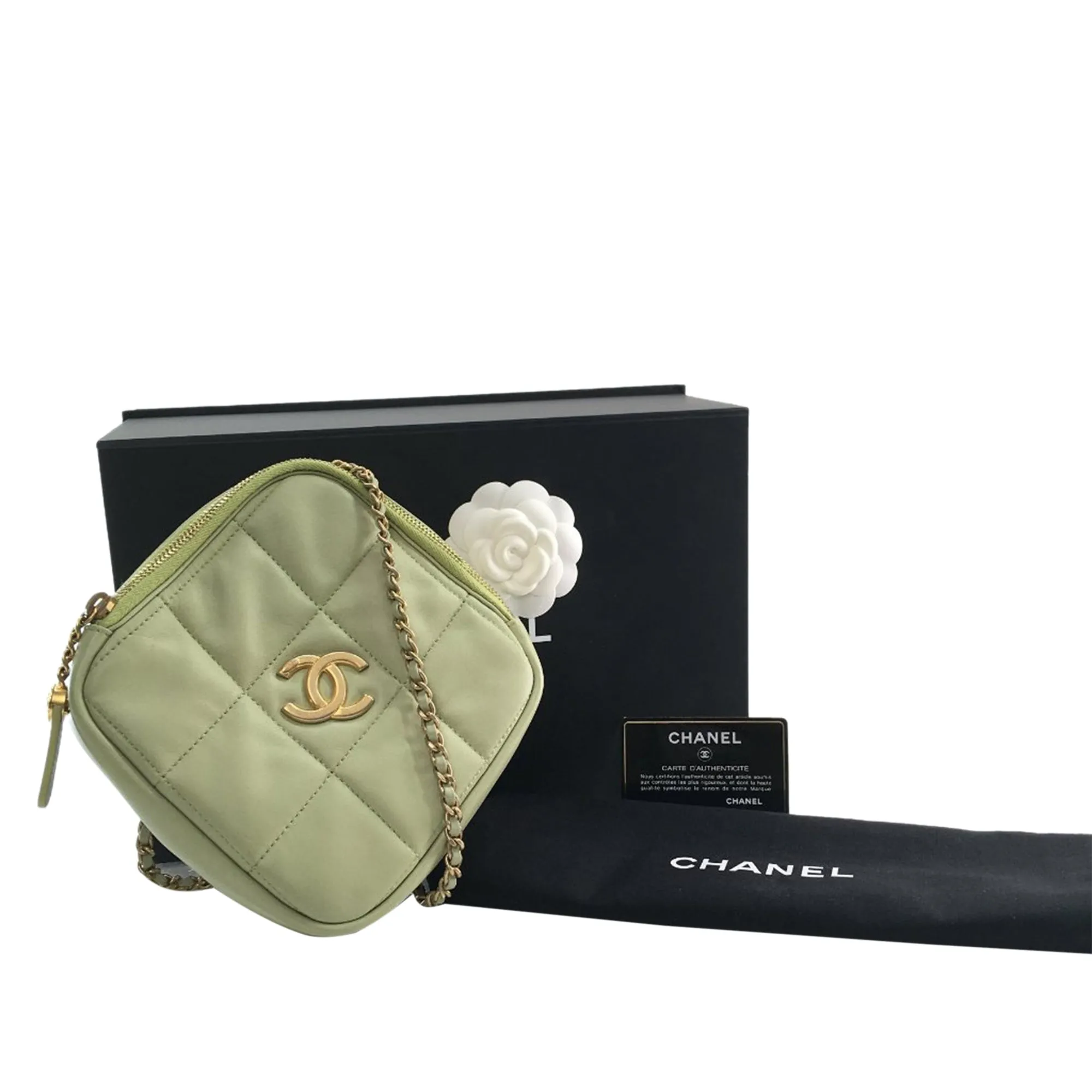 Chanel CC Lambskin Diamond Clutch with Chain Crossbody Bag