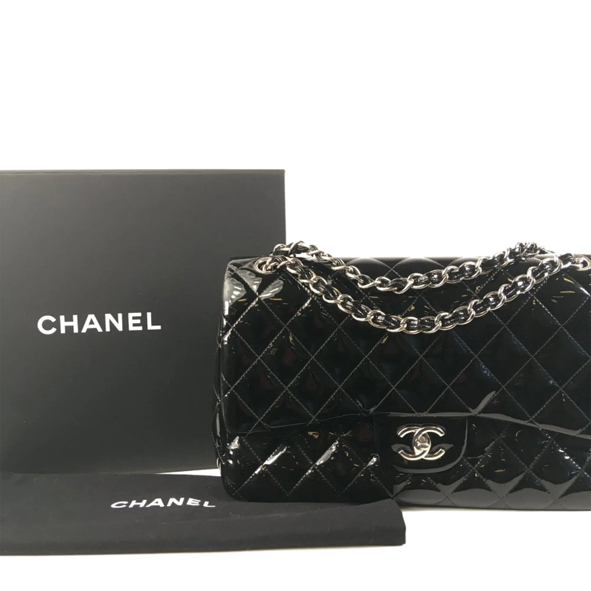 Chanel Jumbo Classic Patent Double Flap Shoulder Bag