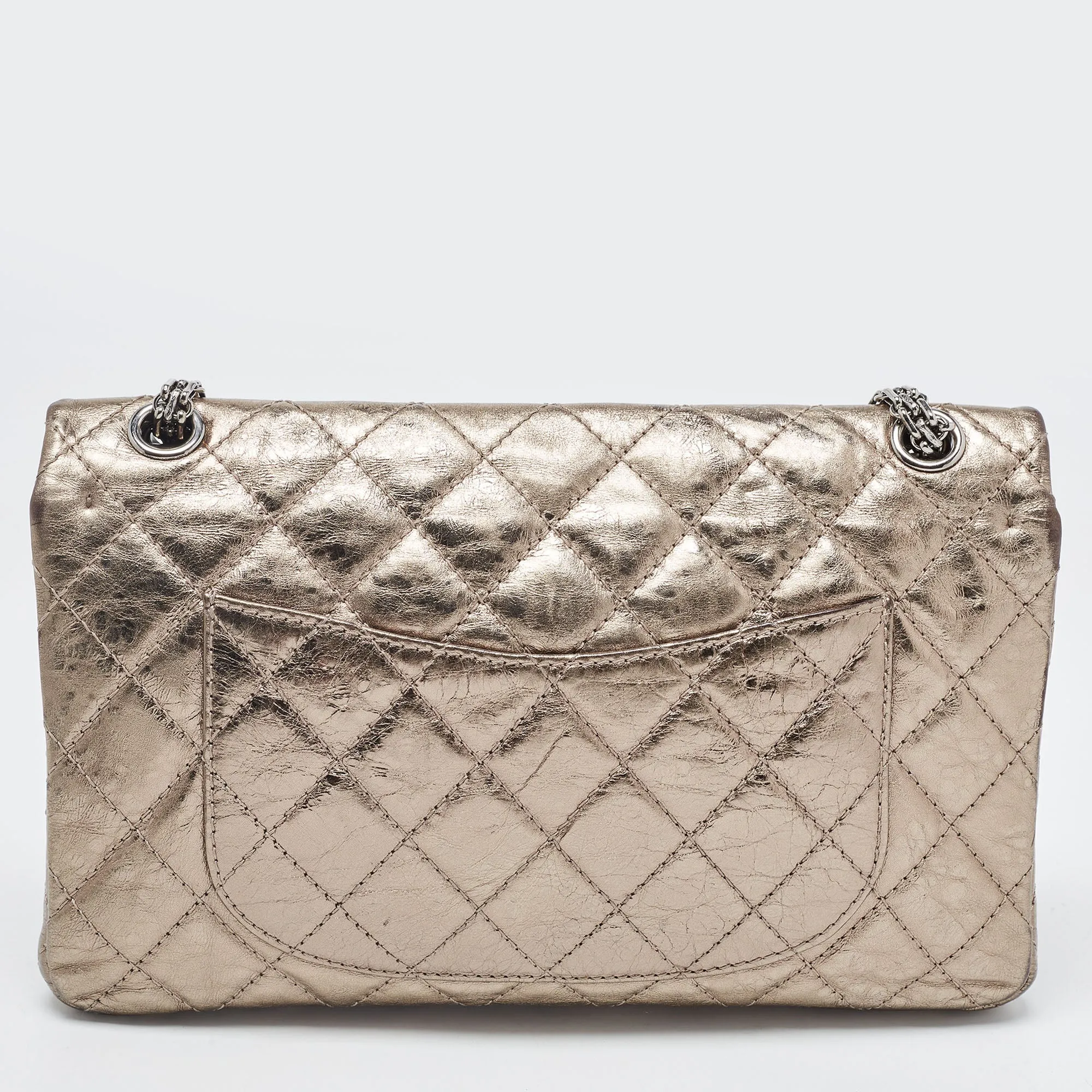 CHANEL Metallic Quilted Aged Leather Reissue 2.55 Classic 226 New Bag