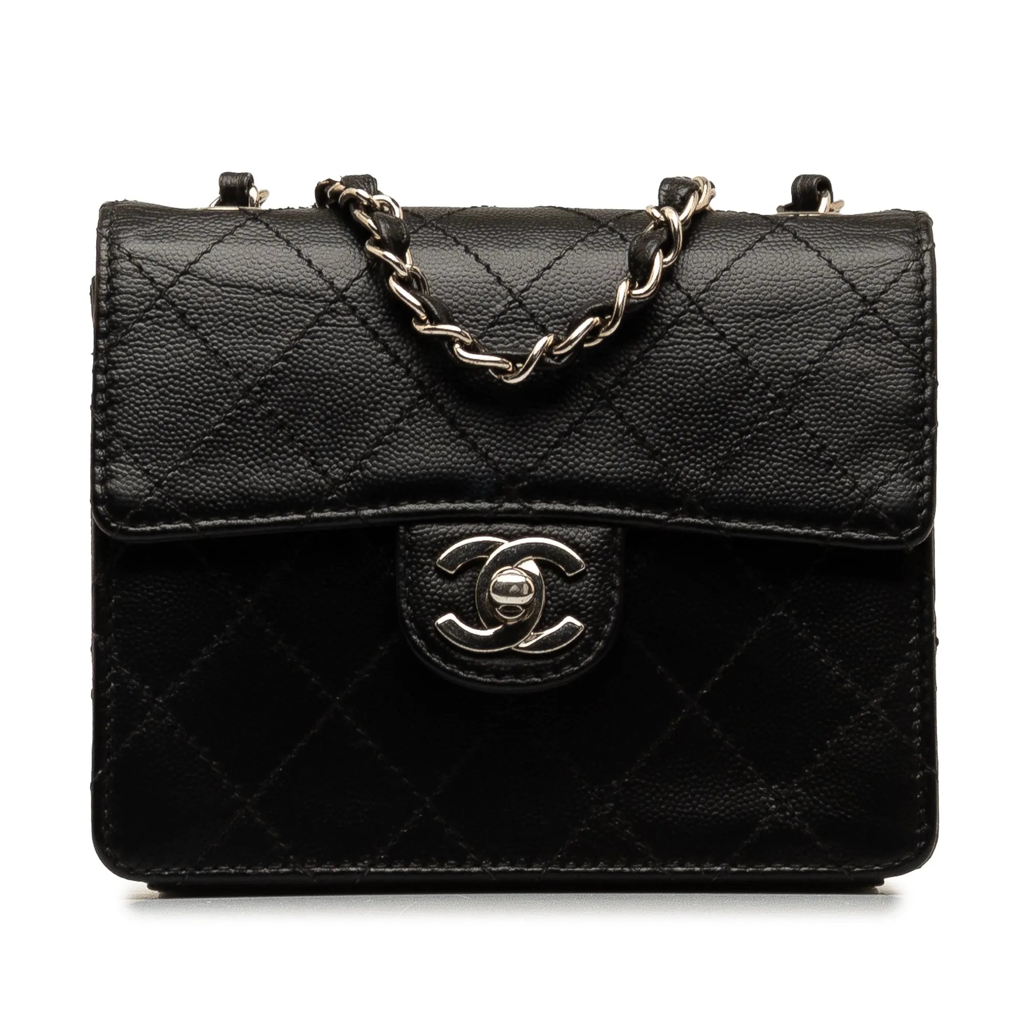 Chanel Mini Square Classic Quilted Caviar Flap Crossbody Bag