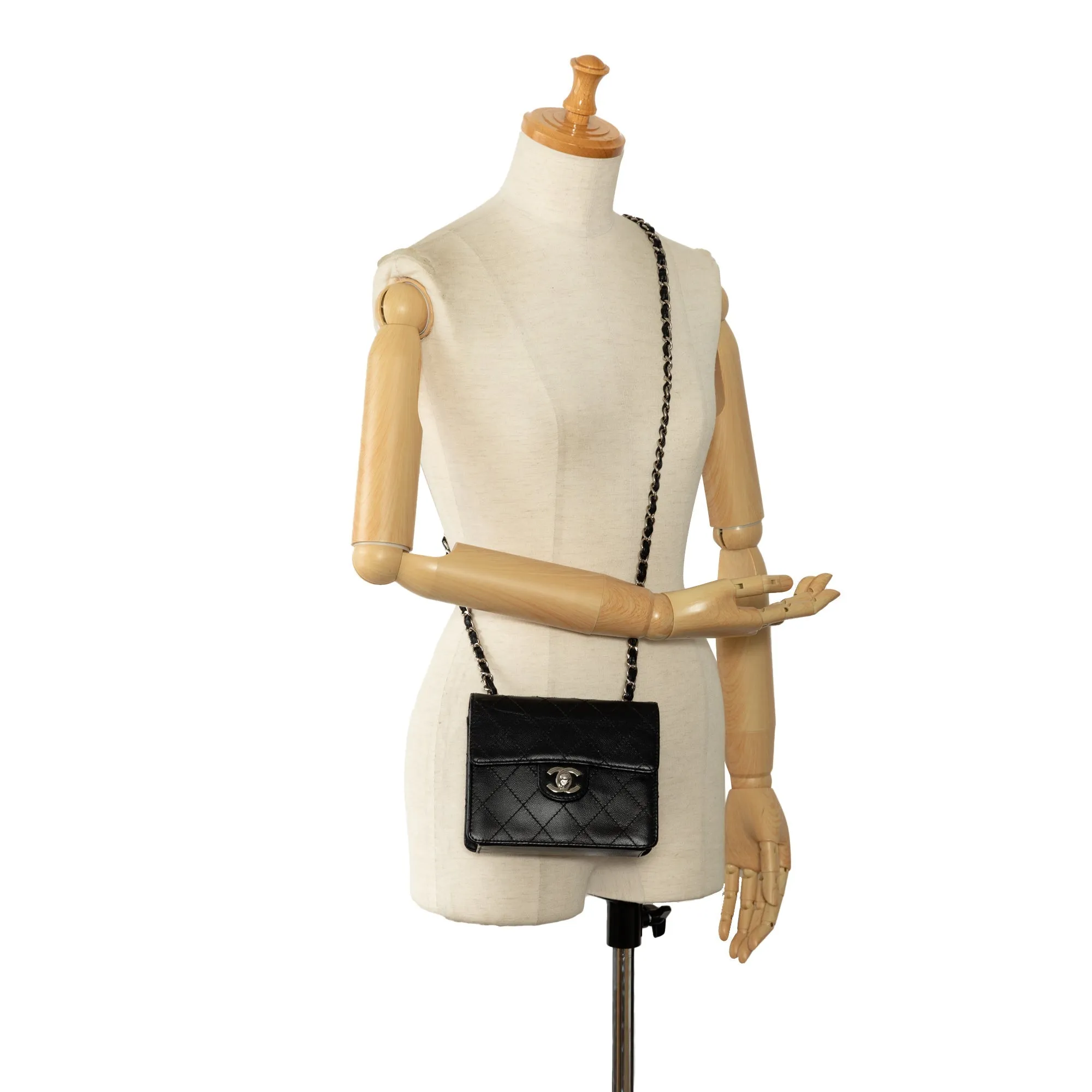 Chanel Mini Square Classic Quilted Caviar Flap Crossbody Bag