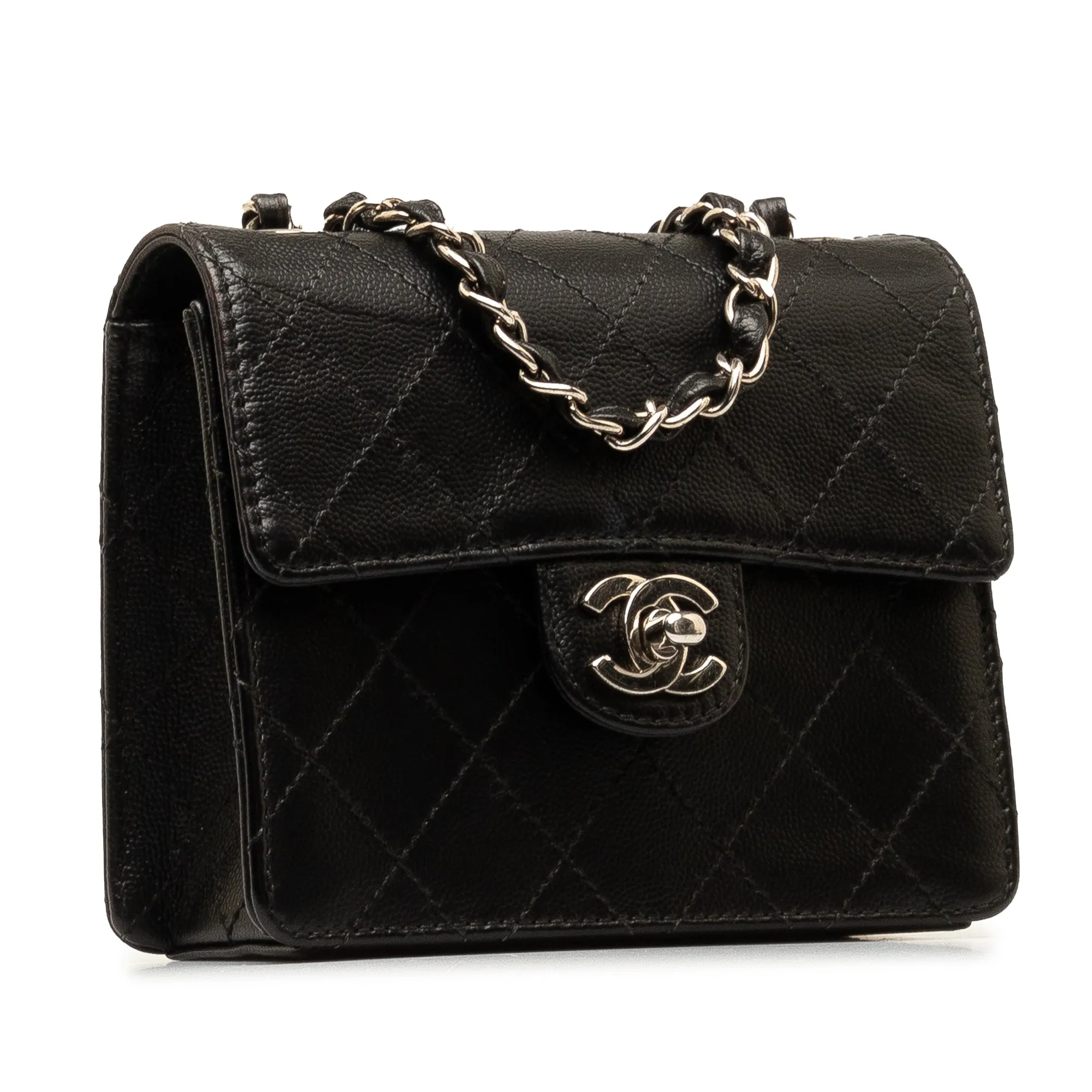 Chanel Mini Square Classic Quilted Caviar Flap Crossbody Bag