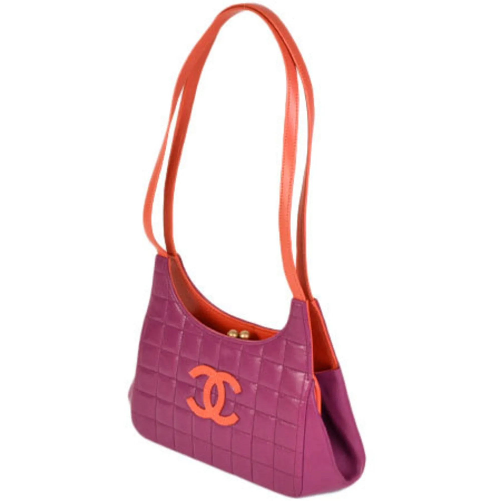 Chanel Purple Canvas Chocolate bar shoulder bag