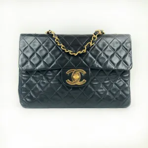 Chanel Quilted Deca Single Flap Double Chain Shoulder Bag Ghw Black Lambskin 2 PXL1279