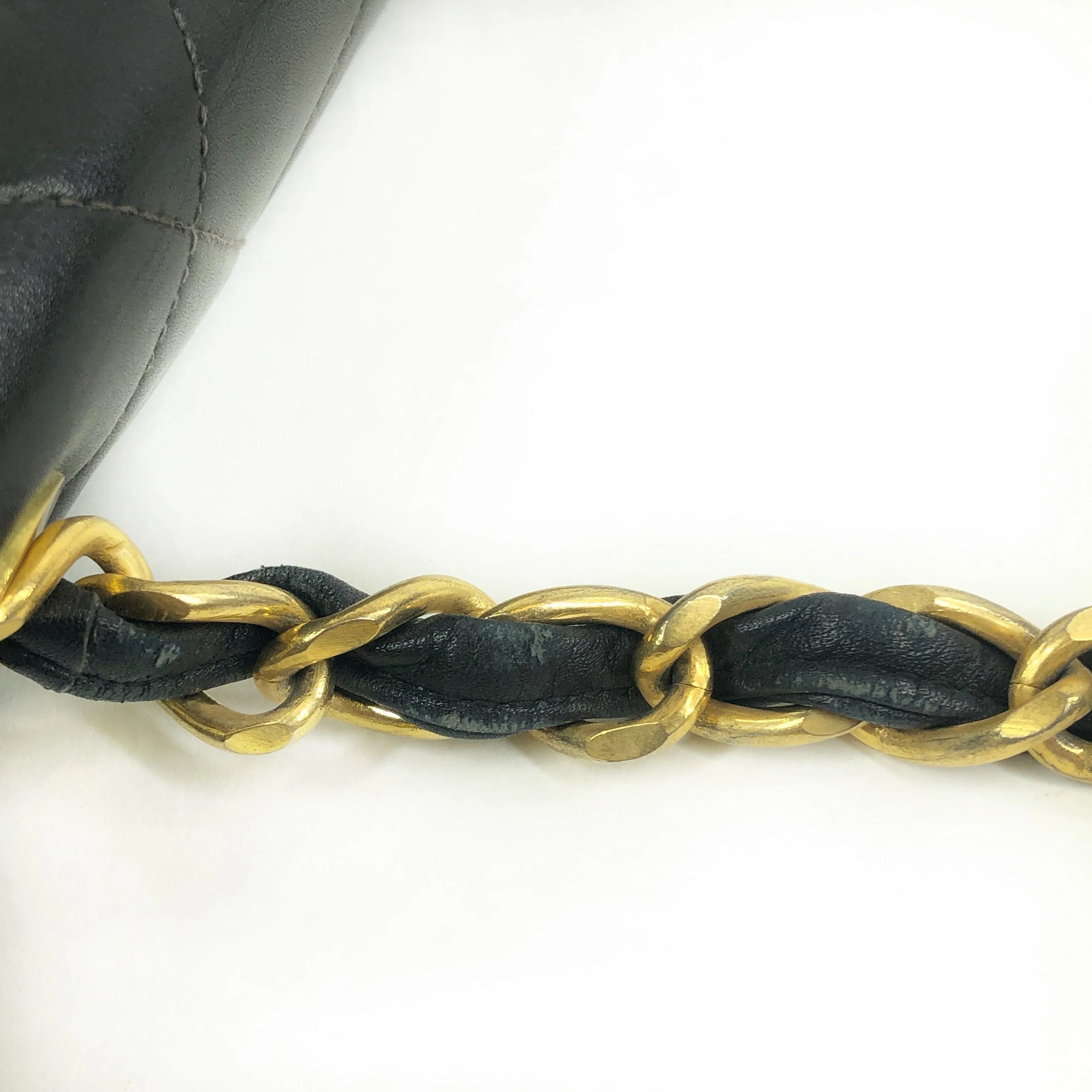 Chanel Quilted Deca Single Flap Double Chain Shoulder Bag Ghw Black Lambskin 2 PXL1279