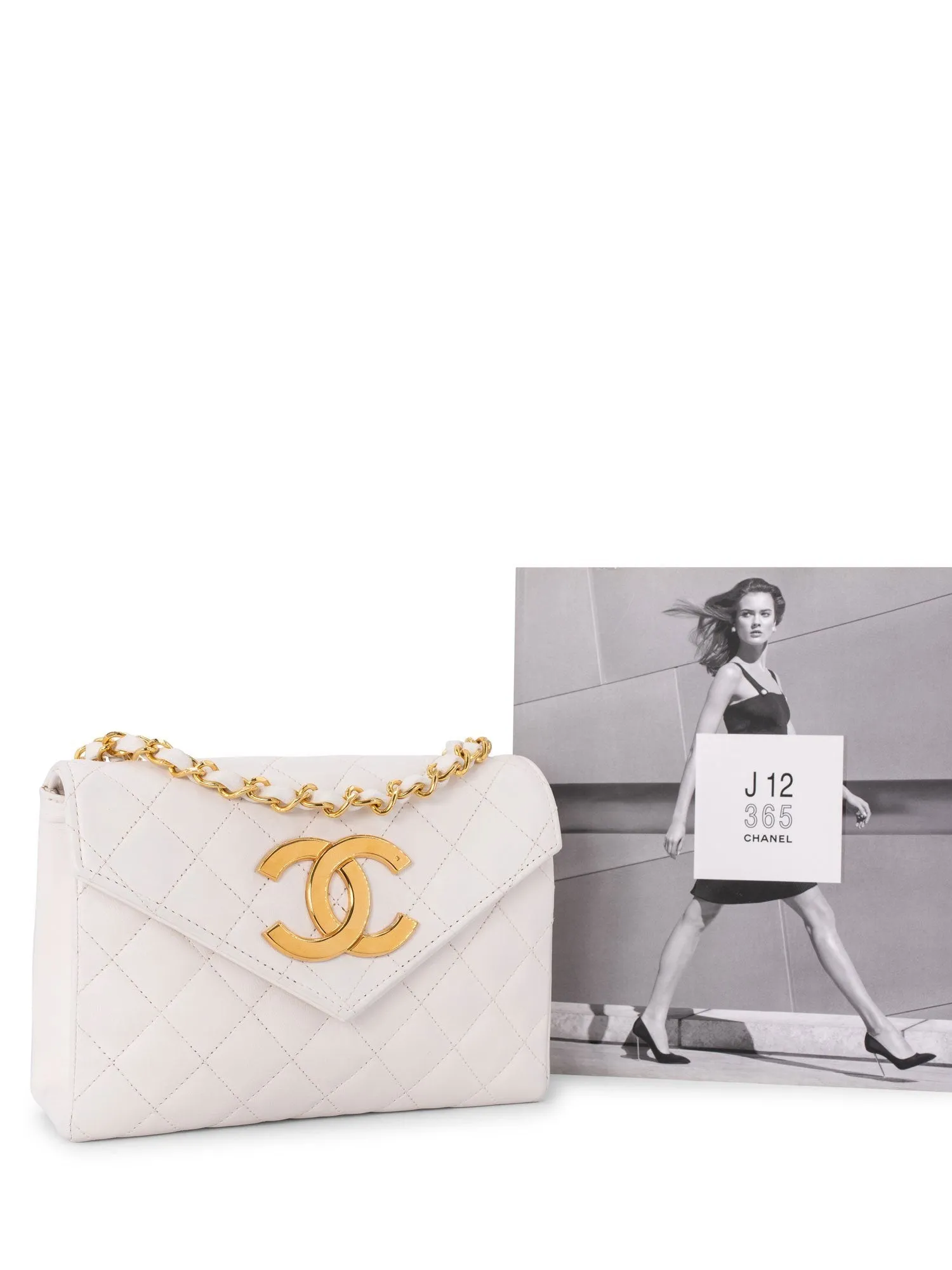 CHANEL Quilted Leather Mini Flap Messenger Bag White