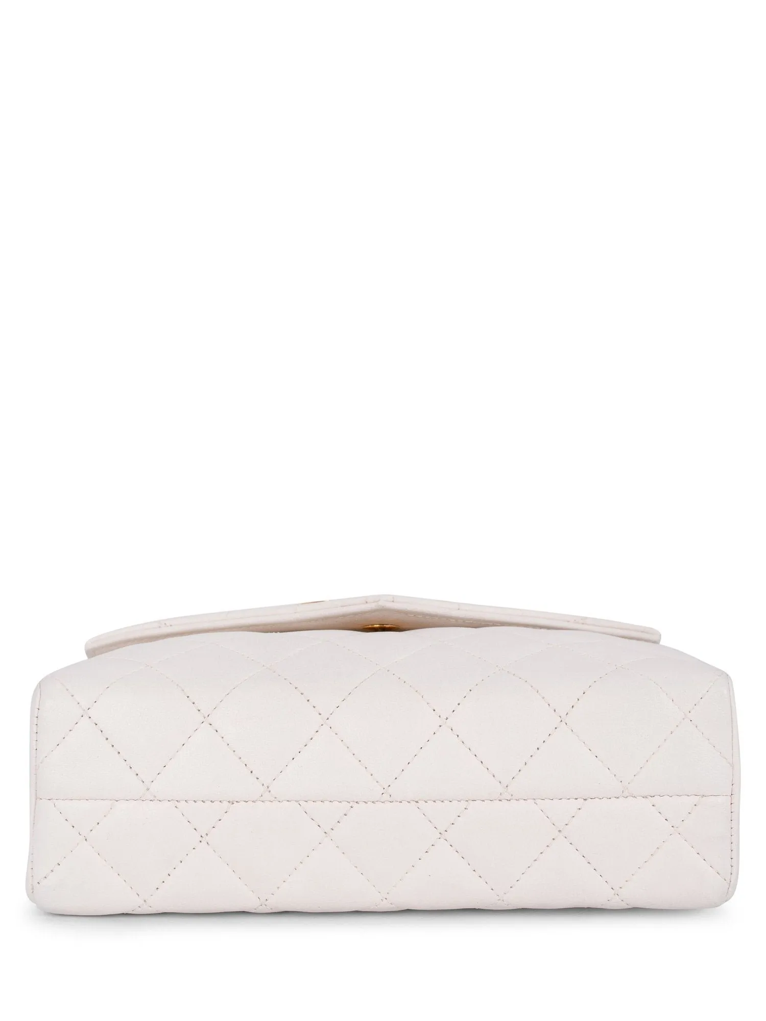 CHANEL Quilted Leather Mini Flap Messenger Bag White