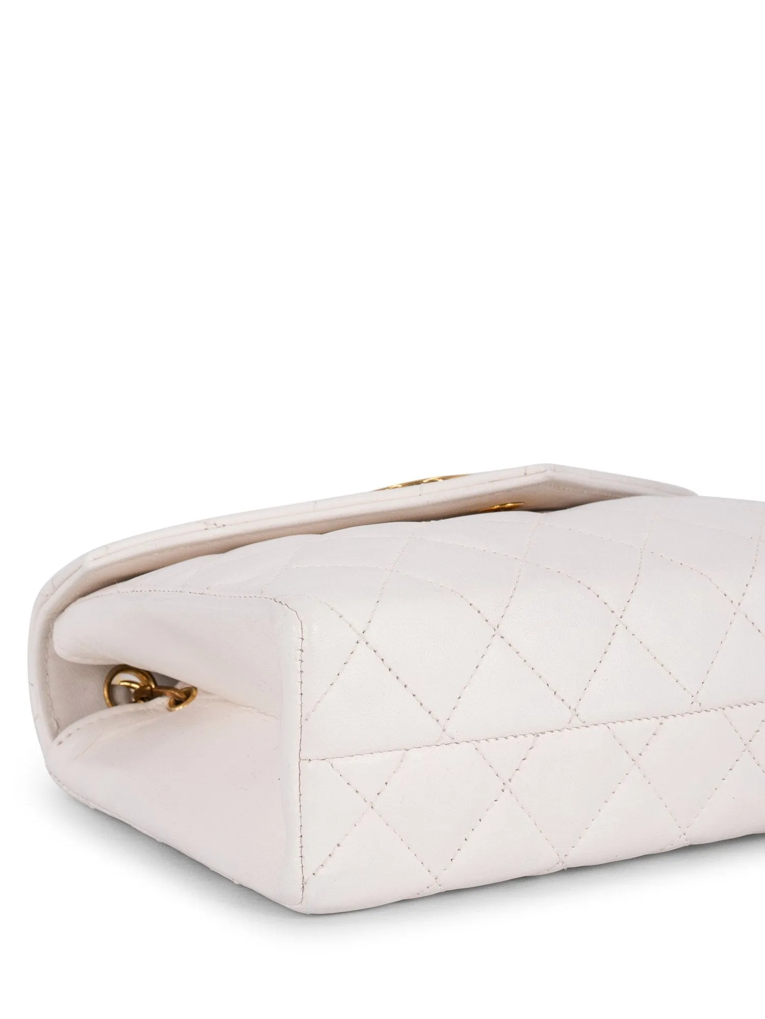 CHANEL Quilted Leather Mini Flap Messenger Bag White