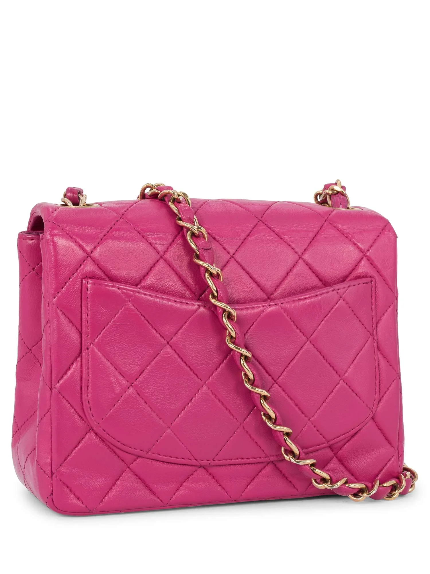 CHANEL Quilted Leather Mini Messenger Bag Pink