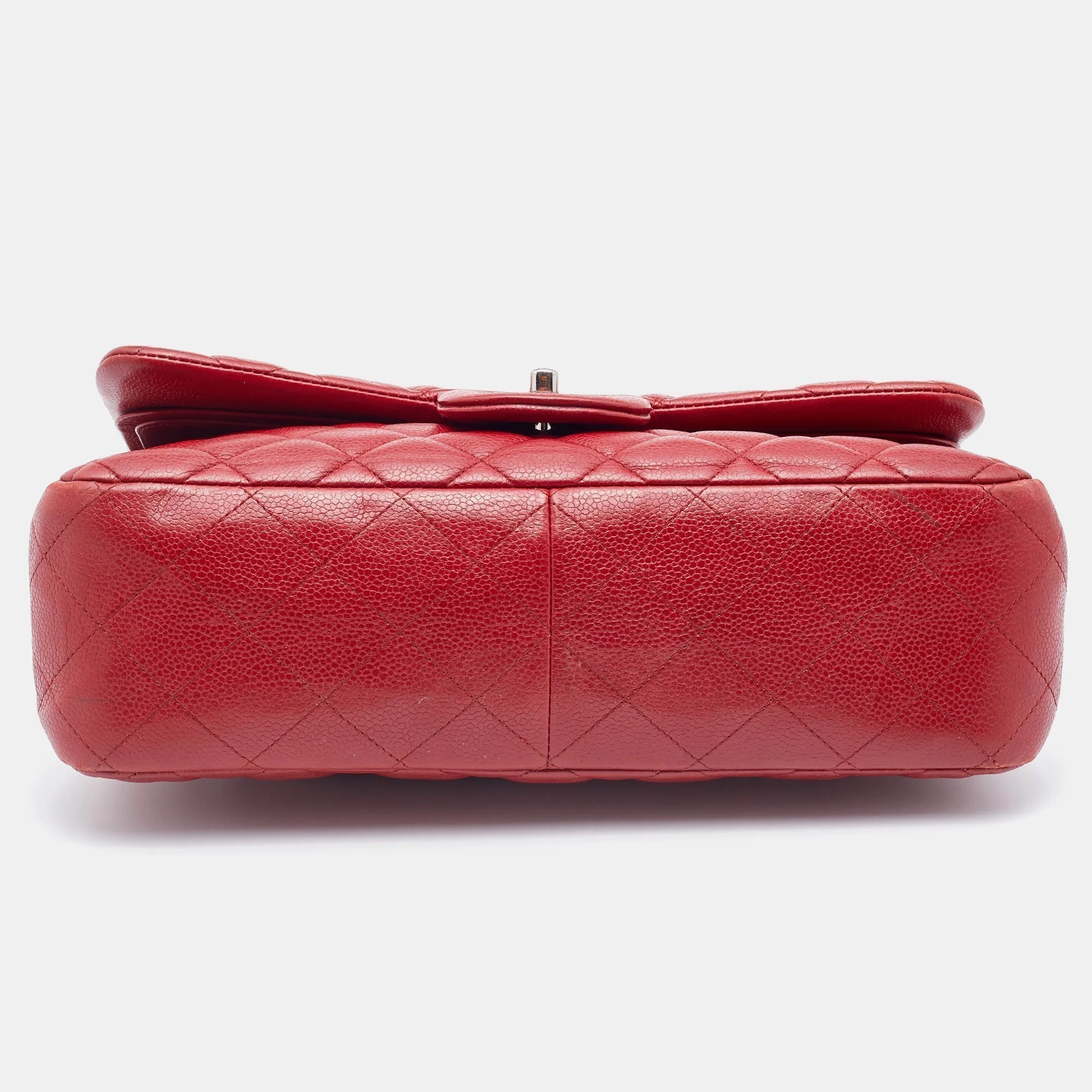 Chanel Red Quilted Caviar Leather Jumbo Classic Double Flap Bag