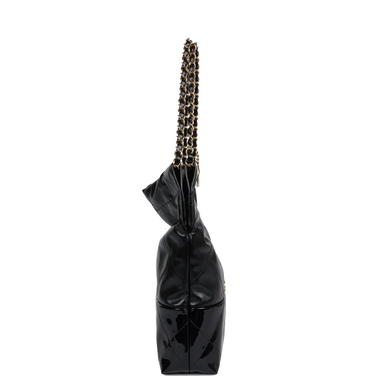 Chanel Small 22 Bag Black Shiny and Patent Calfskin Gold Hardware
