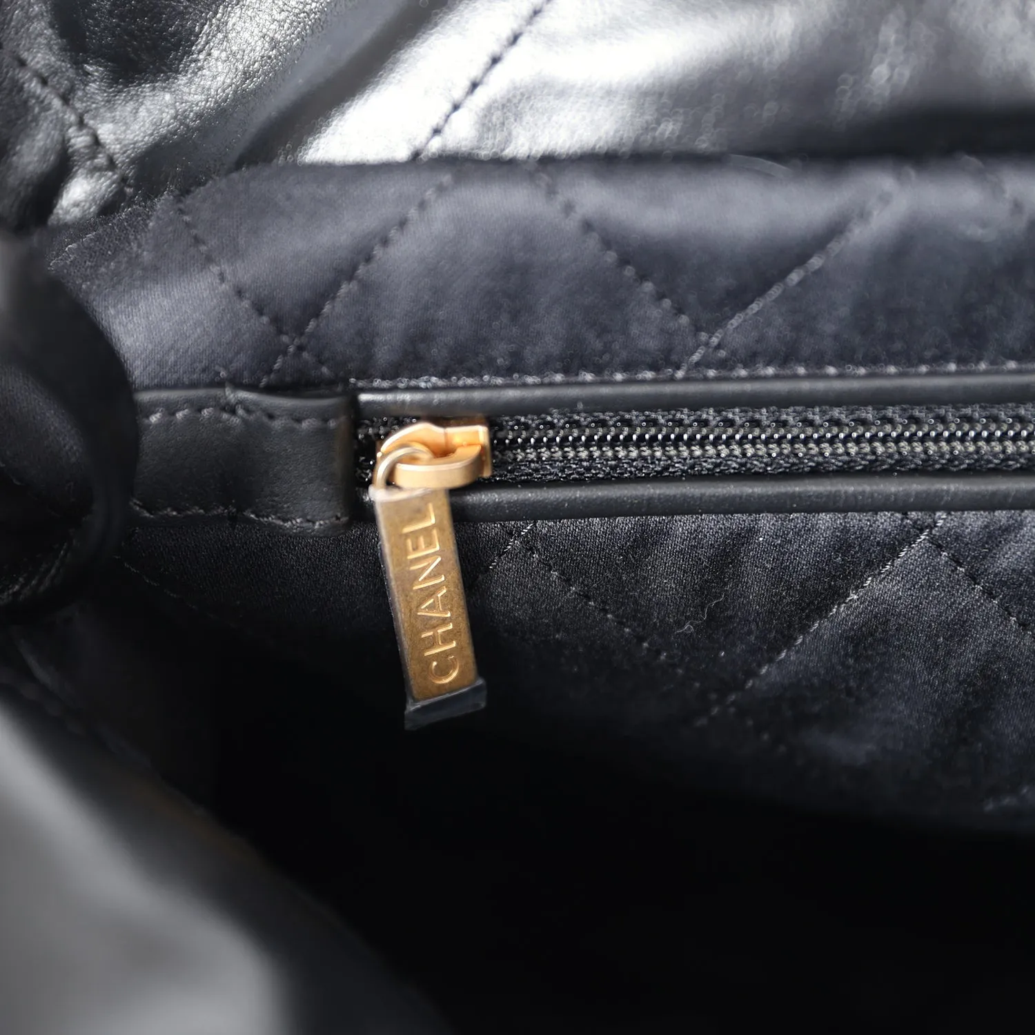 Chanel Small 22 Bag Black Shiny and Patent Calfskin Gold Hardware