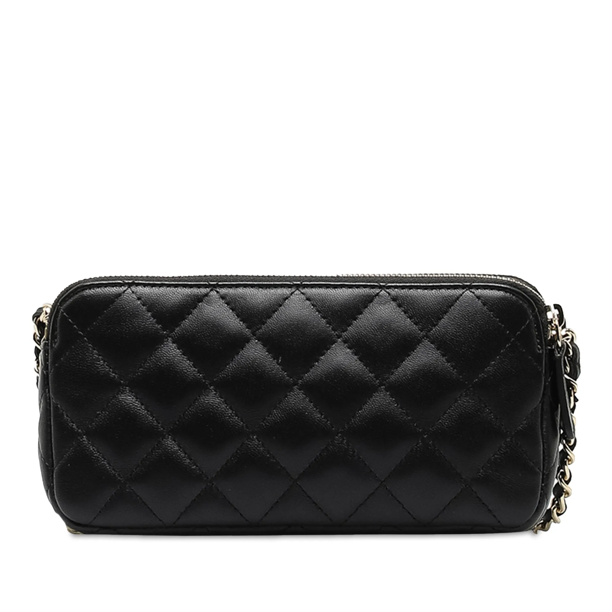Chanel Small CC Quilted Lambskin Clutch With Chain Crossbody Bag