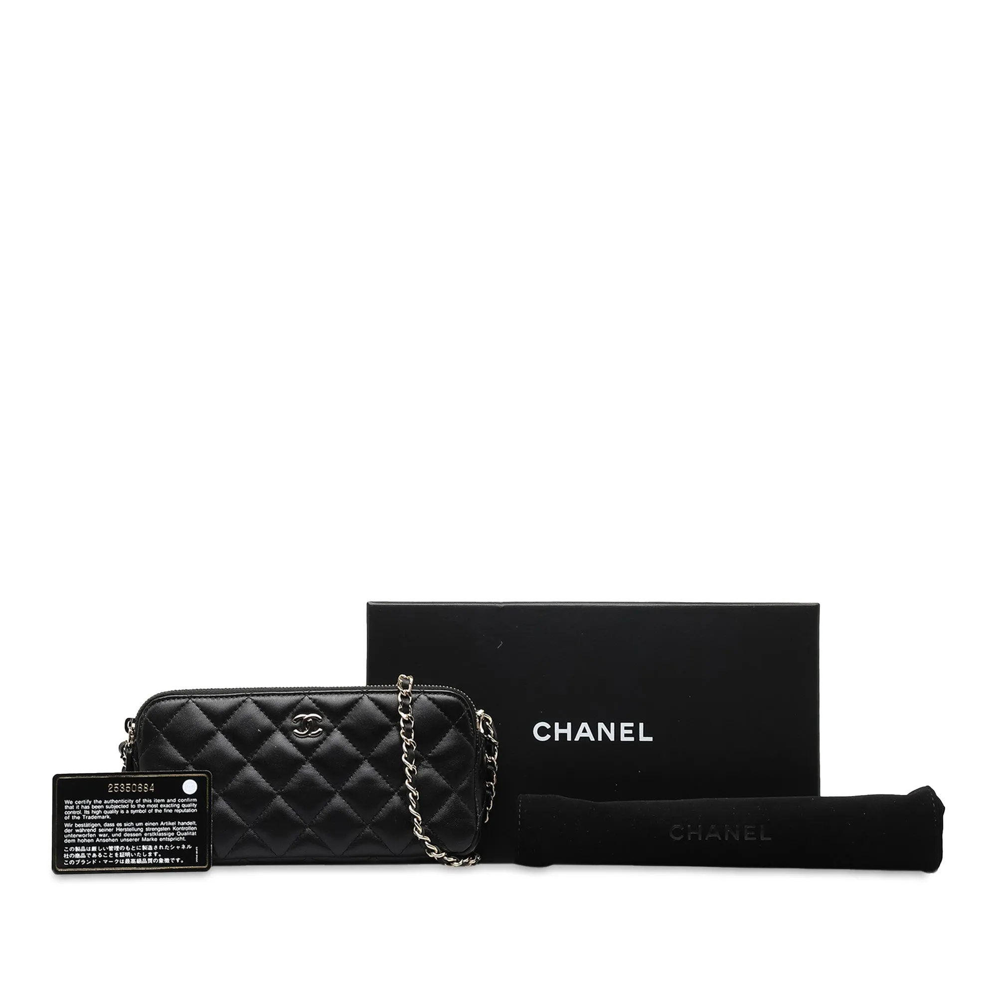 Chanel Small CC Quilted Lambskin Clutch With Chain Crossbody Bag