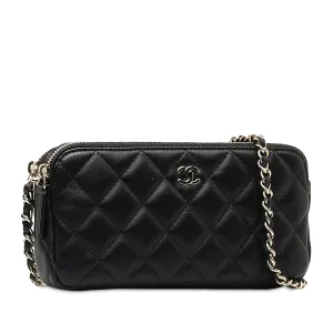Chanel Small CC Quilted Lambskin Clutch With Chain Crossbody Bag