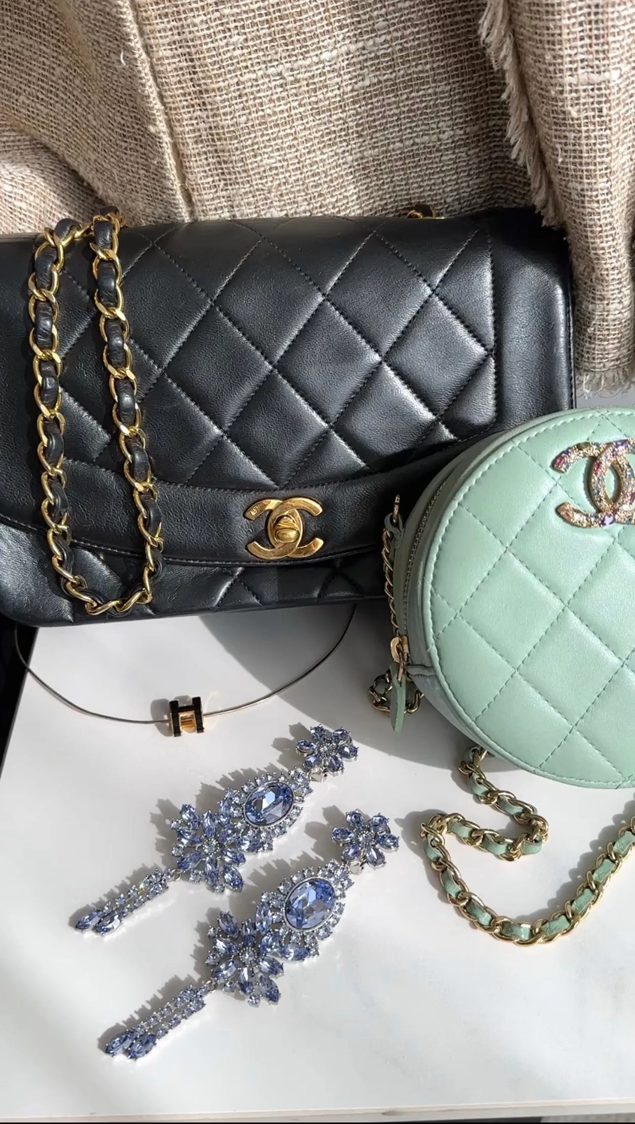 Chanel Vintage 1991 Small Black Leather Quilted Diana Flap Bag
