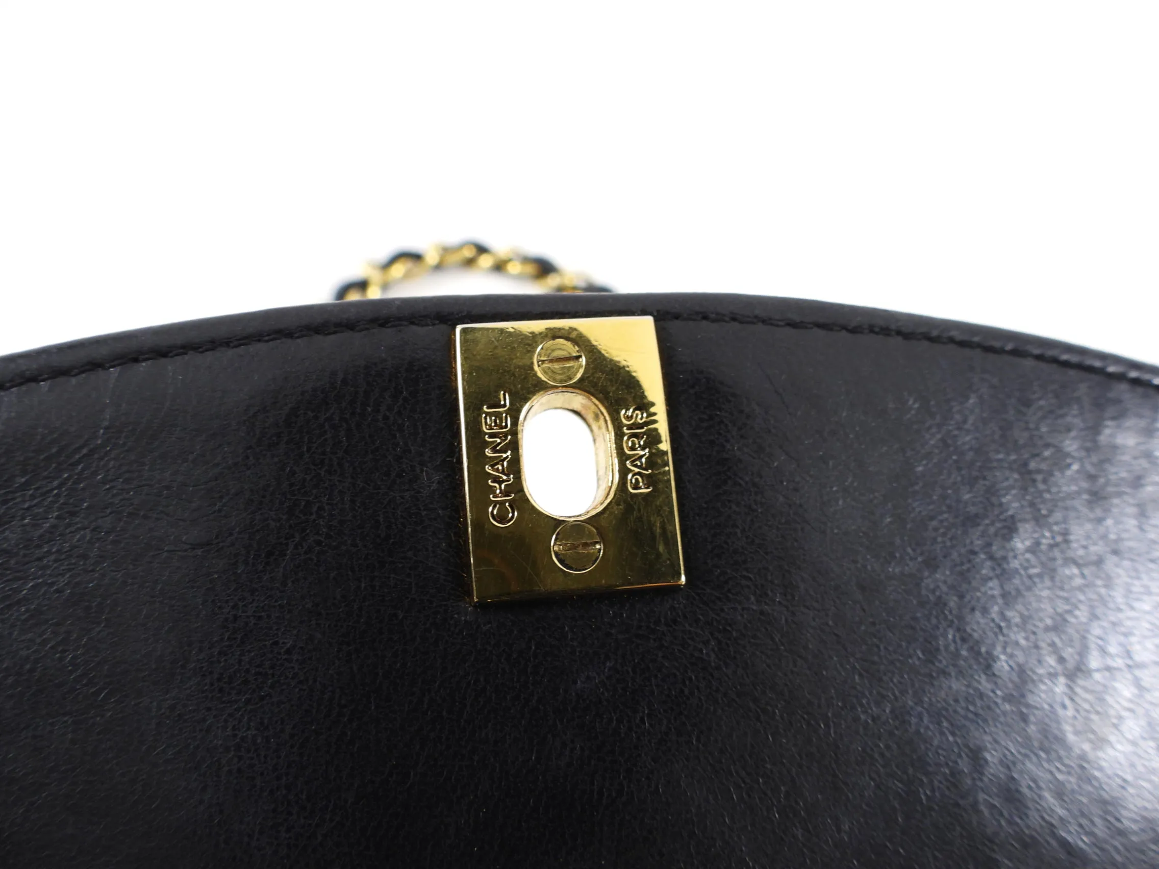 Chanel Vintage 1991 Small Black Leather Quilted Diana Flap Bag
