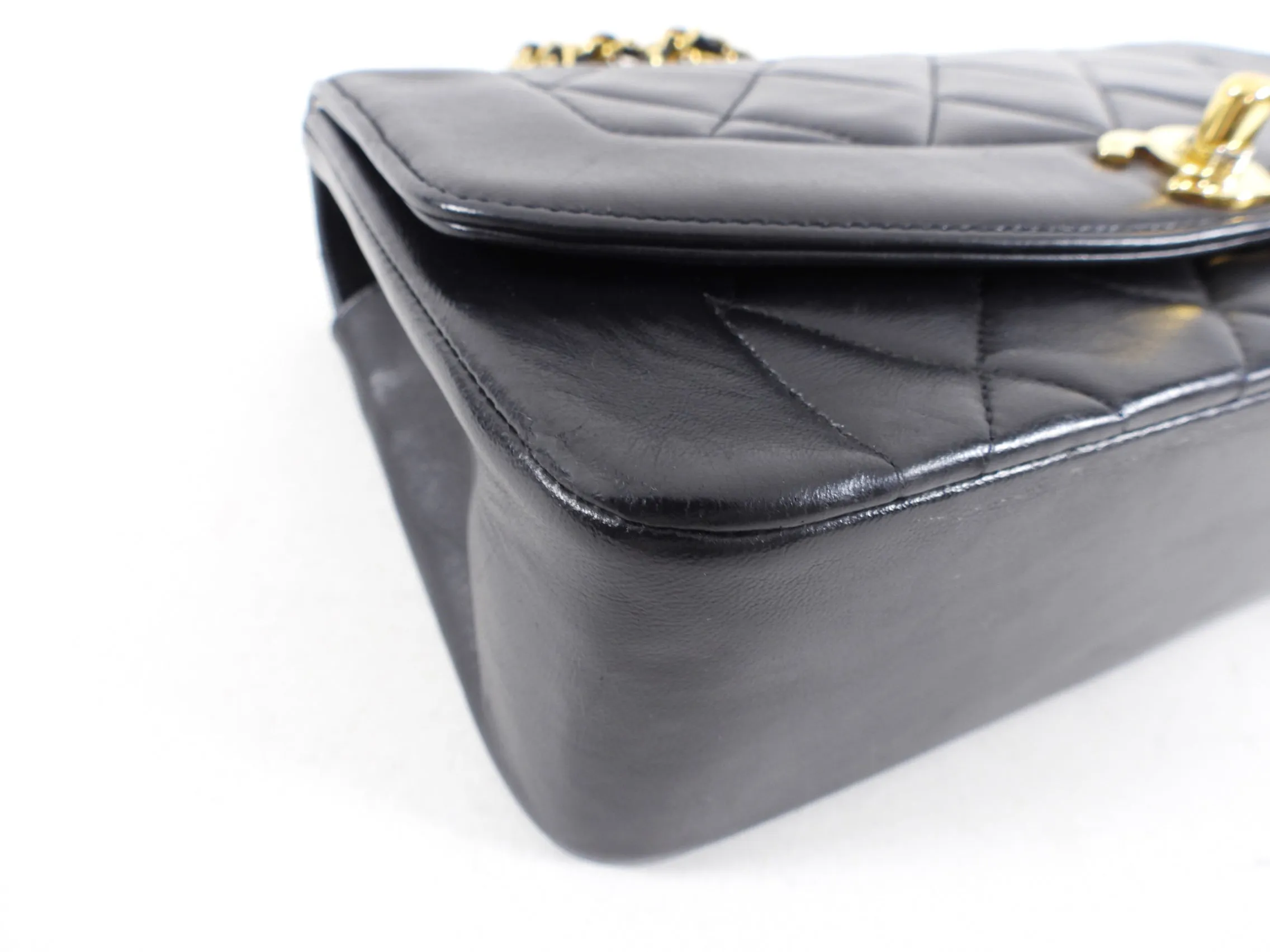 Chanel Vintage 1991 Small Black Leather Quilted Diana Flap Bag