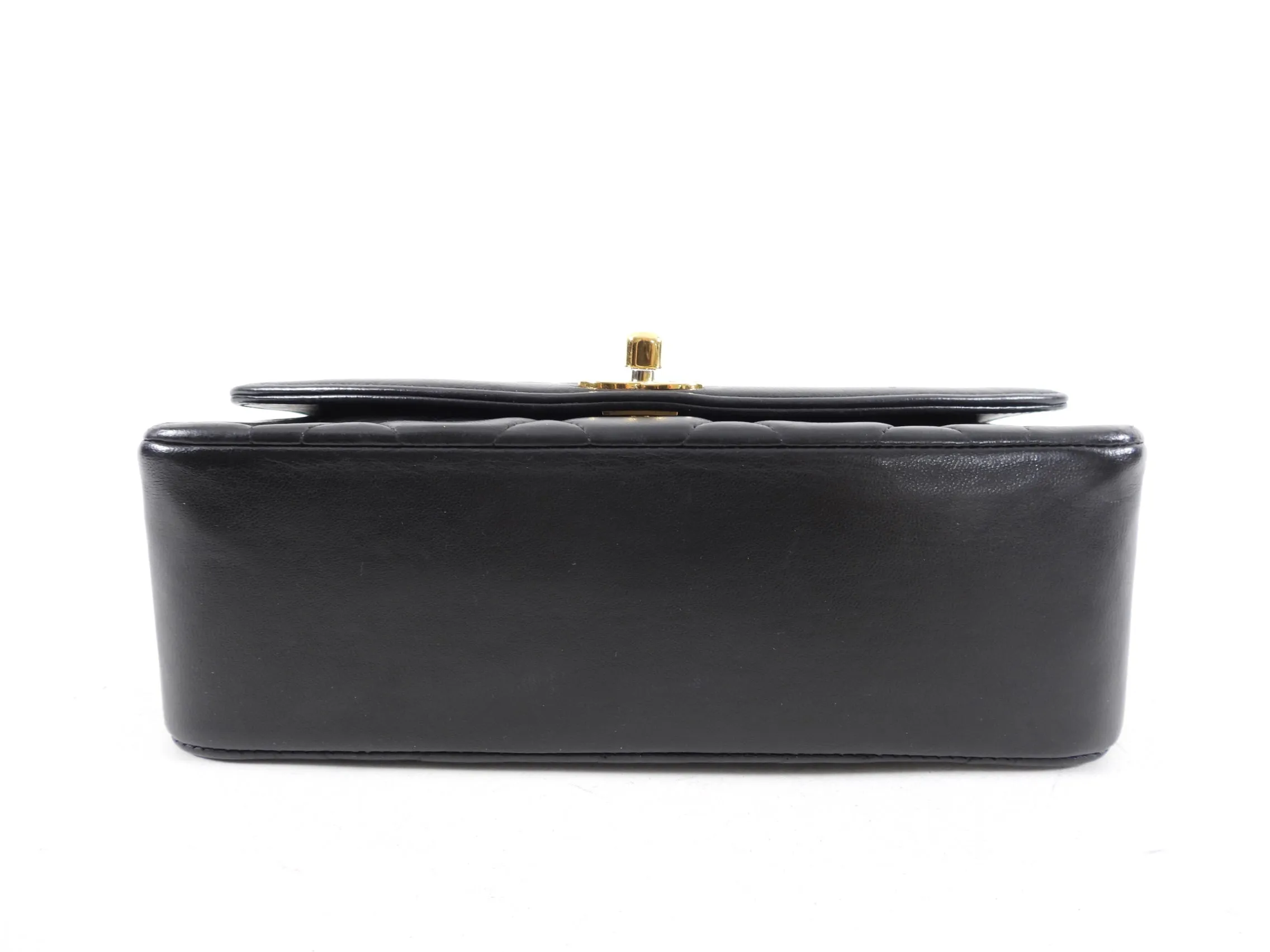 Chanel Vintage 1991 Small Black Leather Quilted Diana Flap Bag