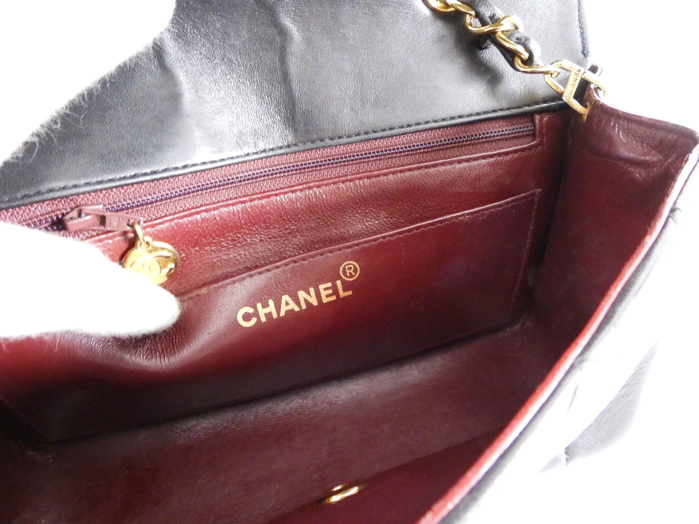 Chanel Vintage 1991 Small Black Leather Quilted Diana Flap Bag