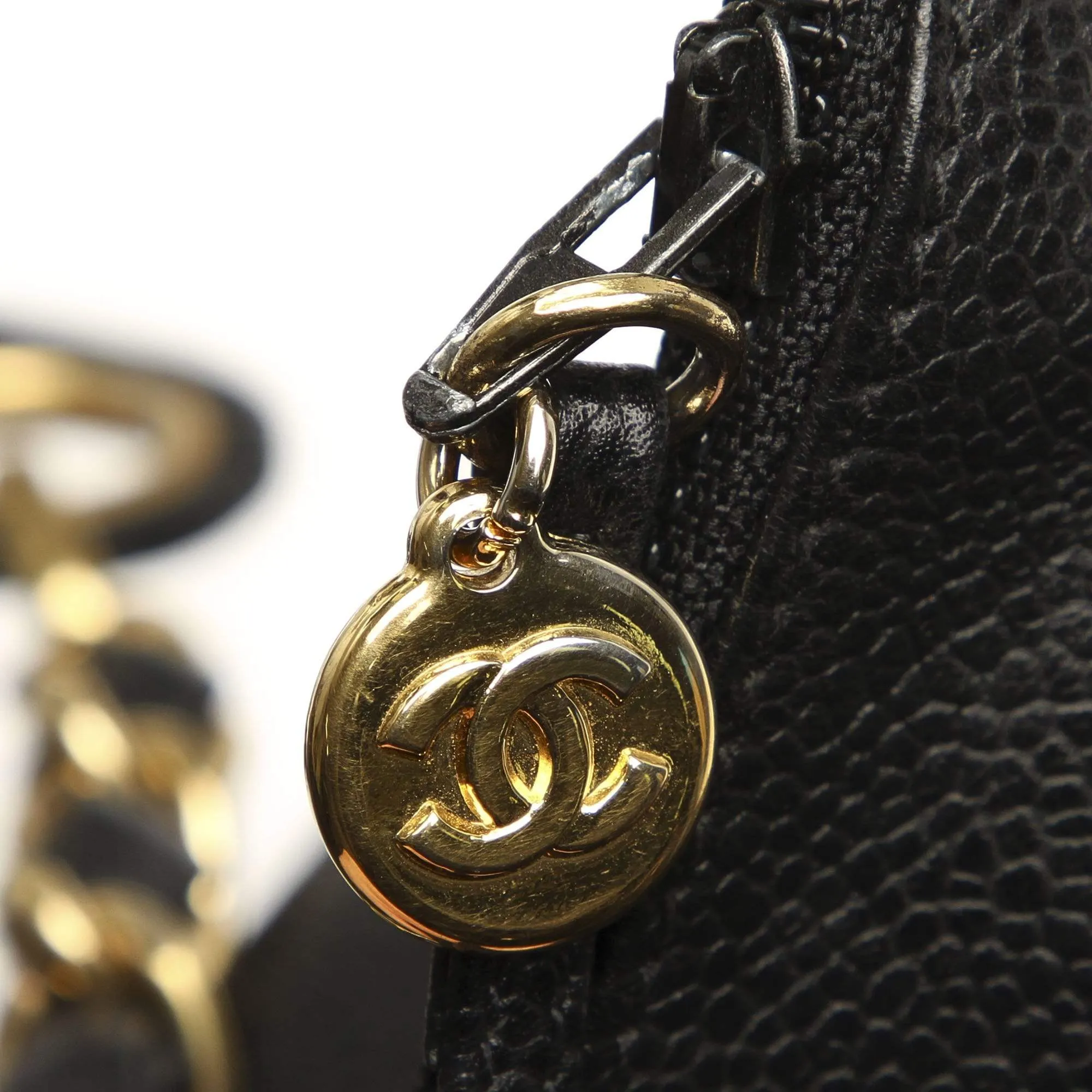 Chanel Vintage Black Caviar Skin CC Bucket Bag - AWL1544