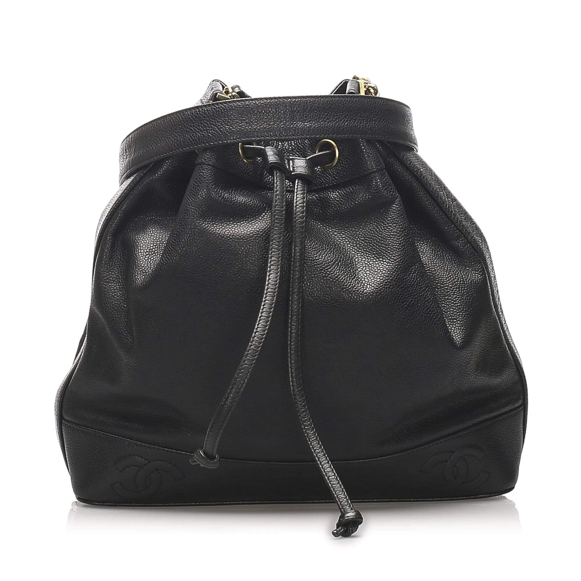 Chanel Vintage Black Caviar Skin CC Bucket Bag - AWL1544