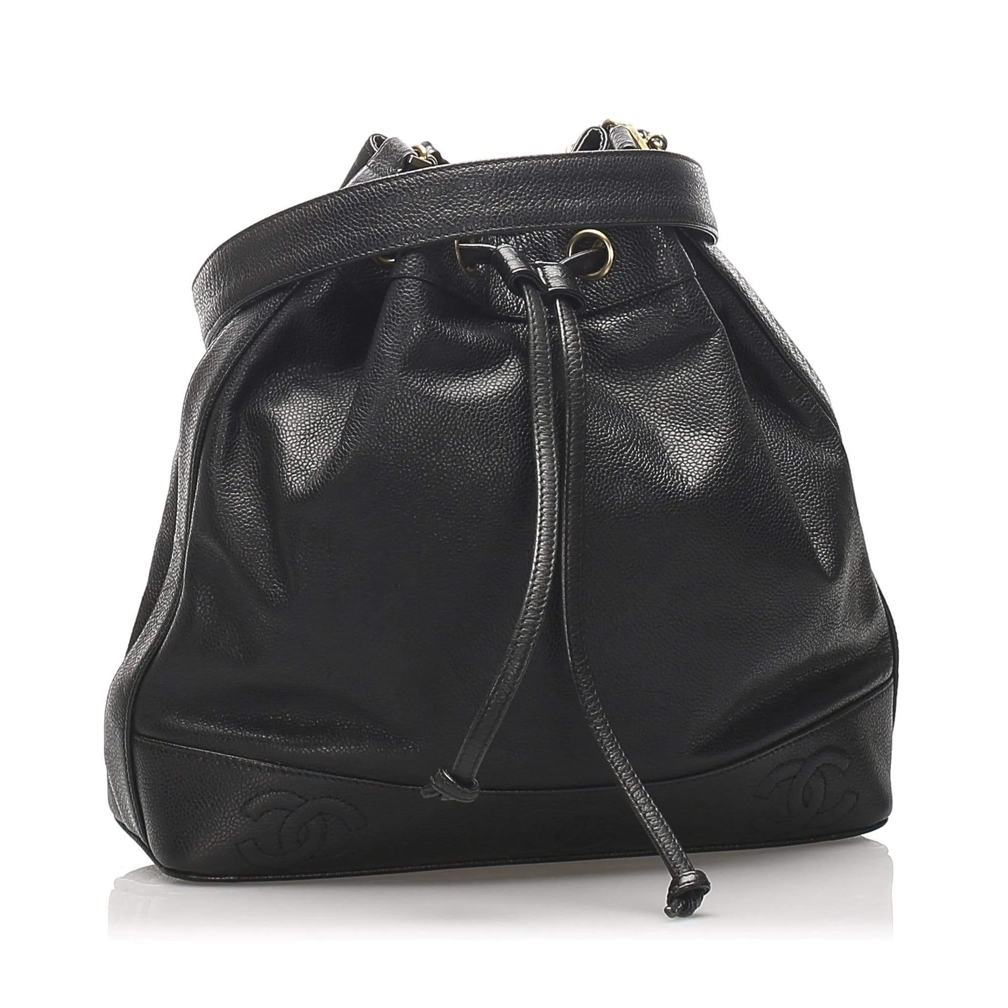 Chanel Vintage Black Caviar Skin CC Bucket Bag - AWL1544