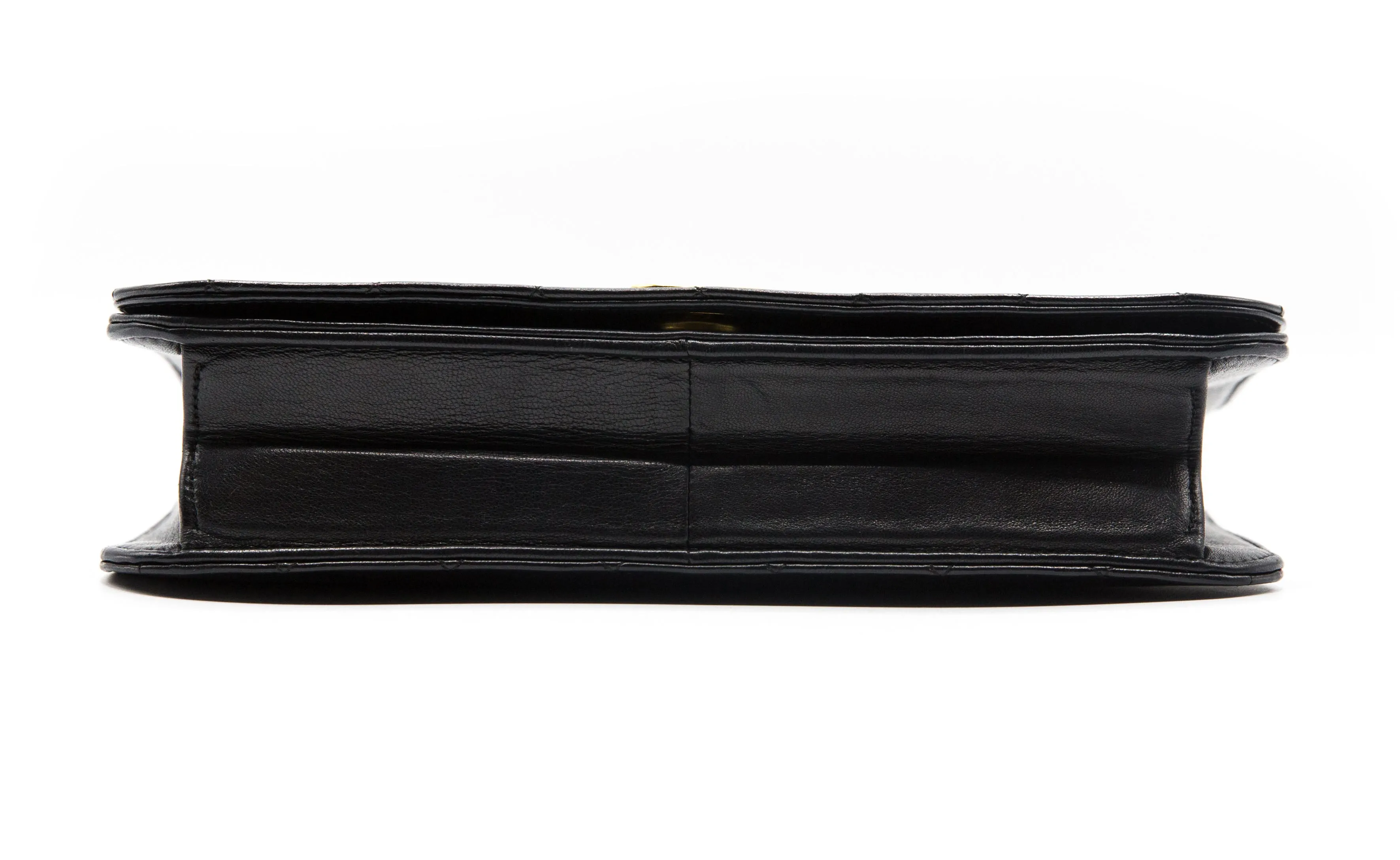 Chanel Vintage Black Lambskin Medium Classic Full Flap Bag
