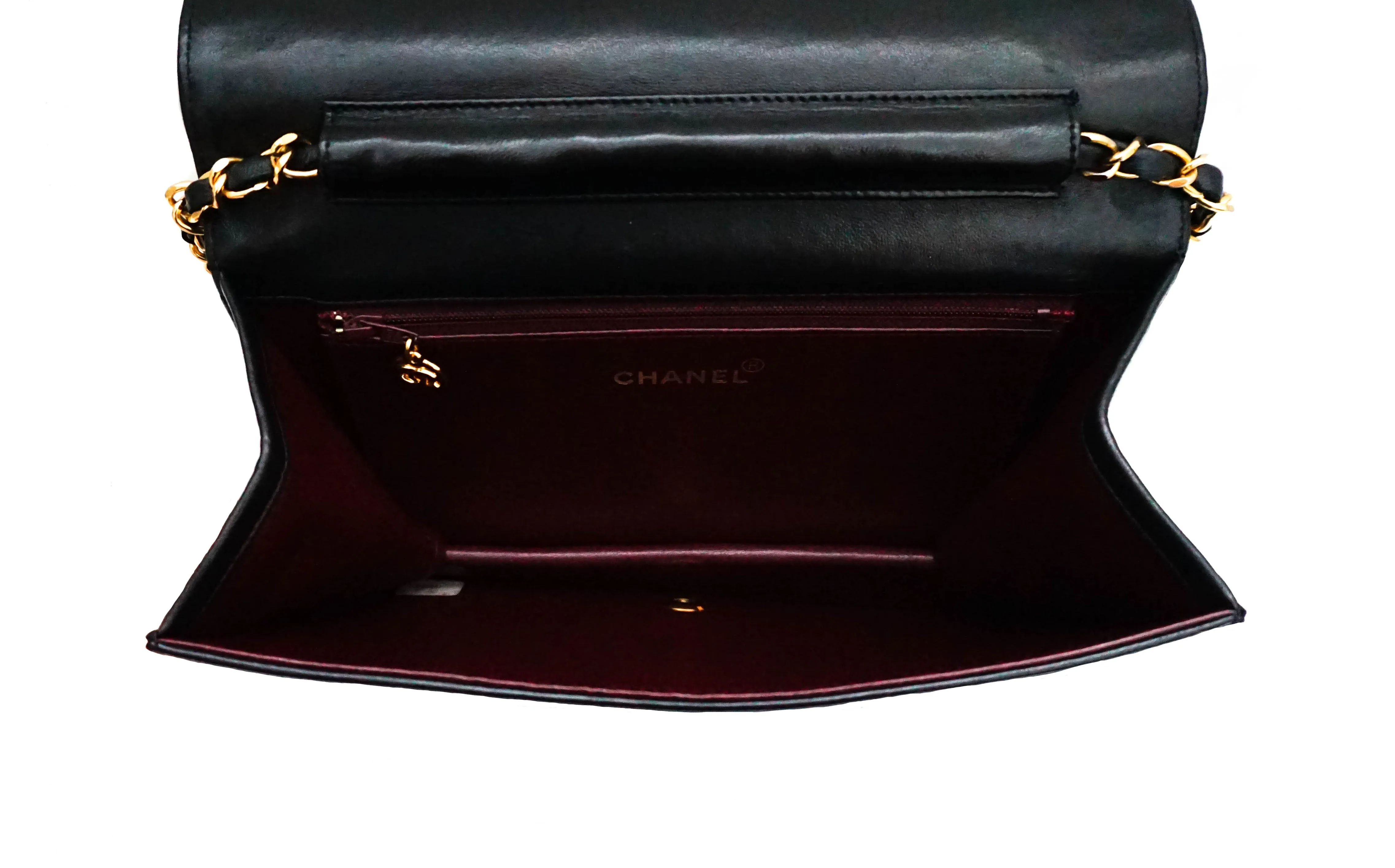 Chanel Vintage Black Lambskin Medium Classic Full Flap Bag
