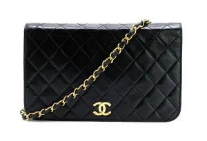 Chanel Vintage Black Lambskin Medium Classic Full Flap Bag