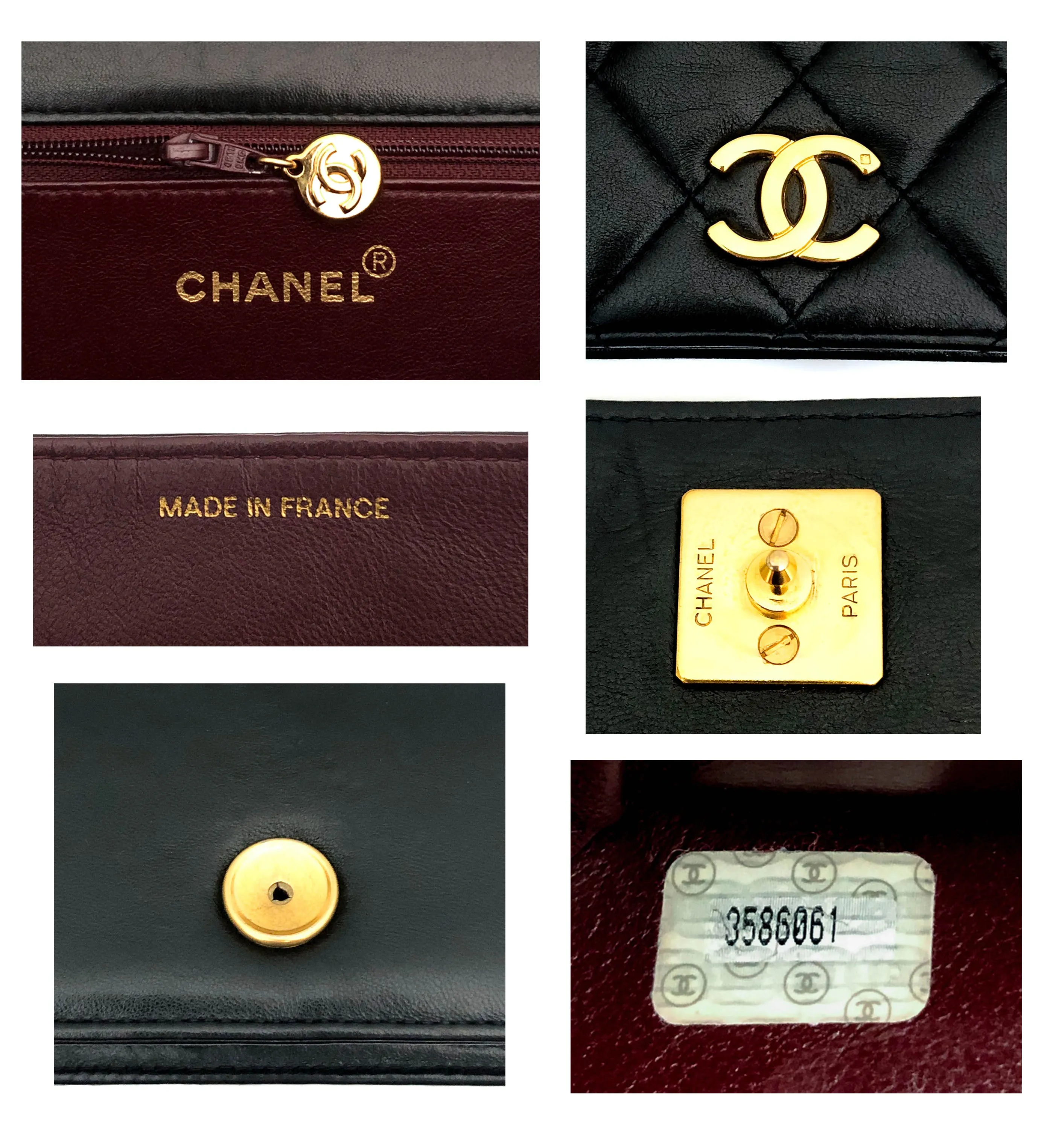 Chanel Vintage Black Lambskin Medium Classic Full Flap Bag