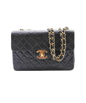 CHANEL VINTAGE MATELASSE 34 CHAIN SHOULDER BAG BLACK LAMB SKIN 90244702 DXBS0593