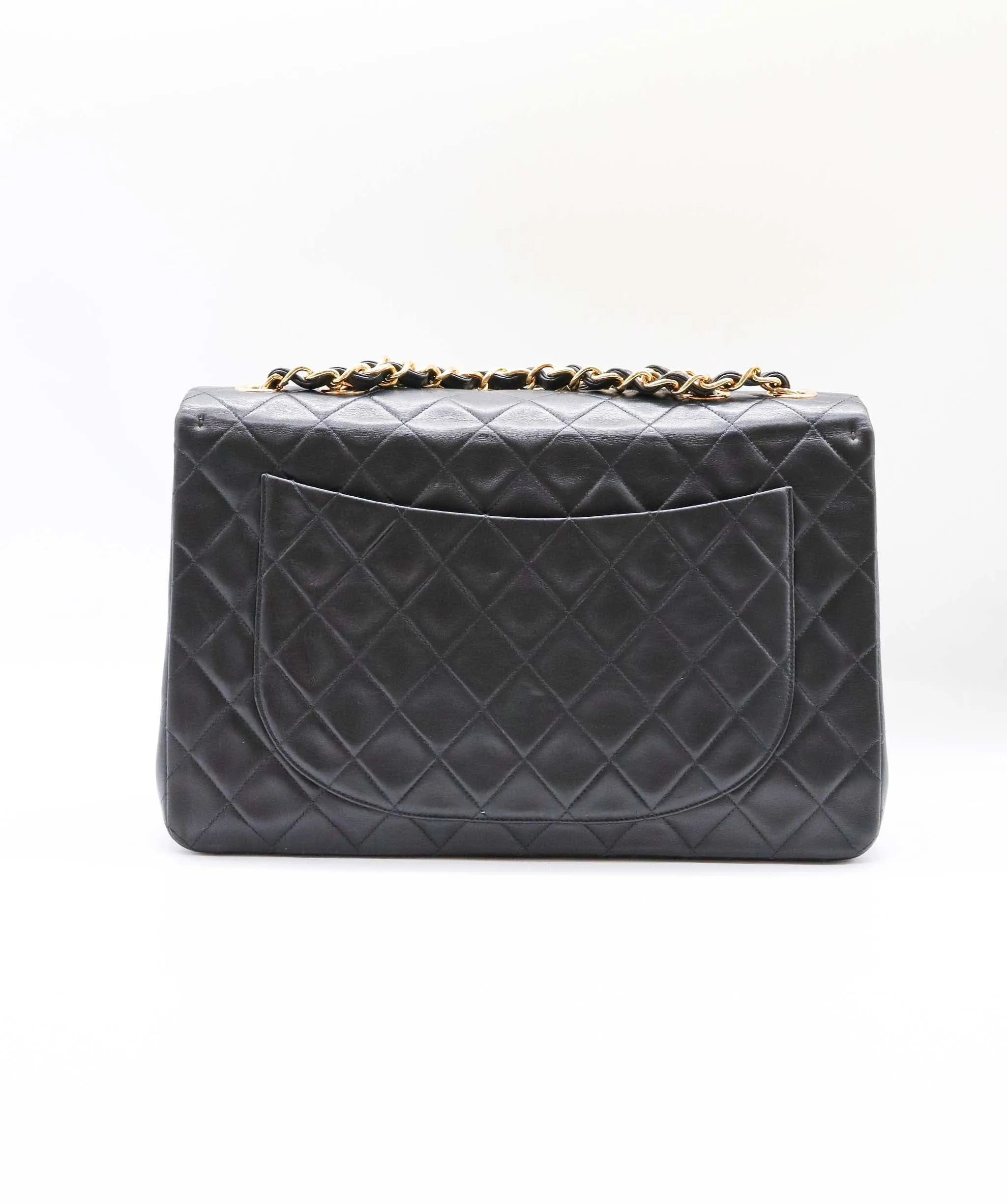 CHANEL VINTAGE MATELASSE 34 CHAIN SHOULDER BAG BLACK LAMB SKIN 90244702 DXBS0593