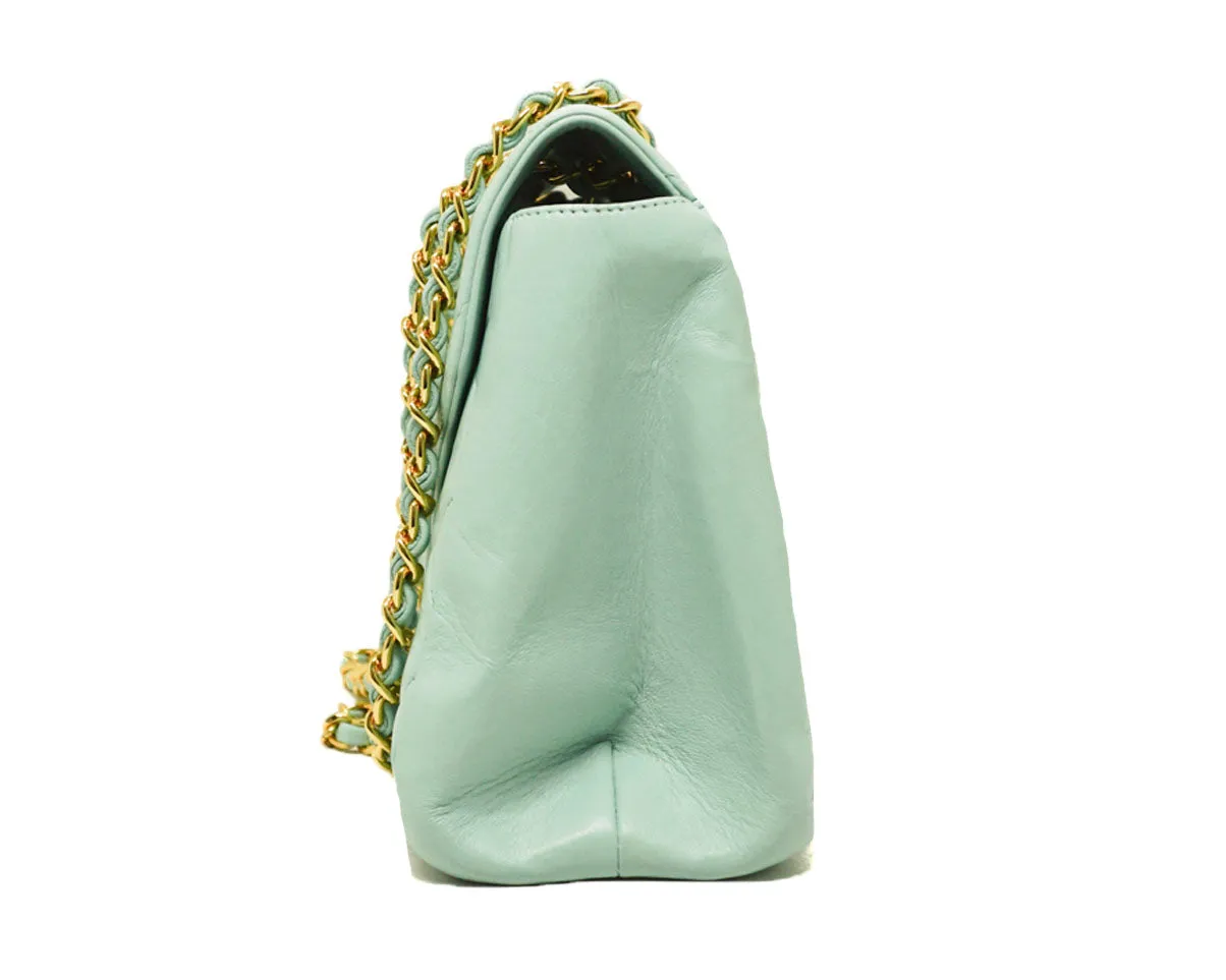 Chanel Vintage Rare Pastel Teal Lambskin Envelope Flap