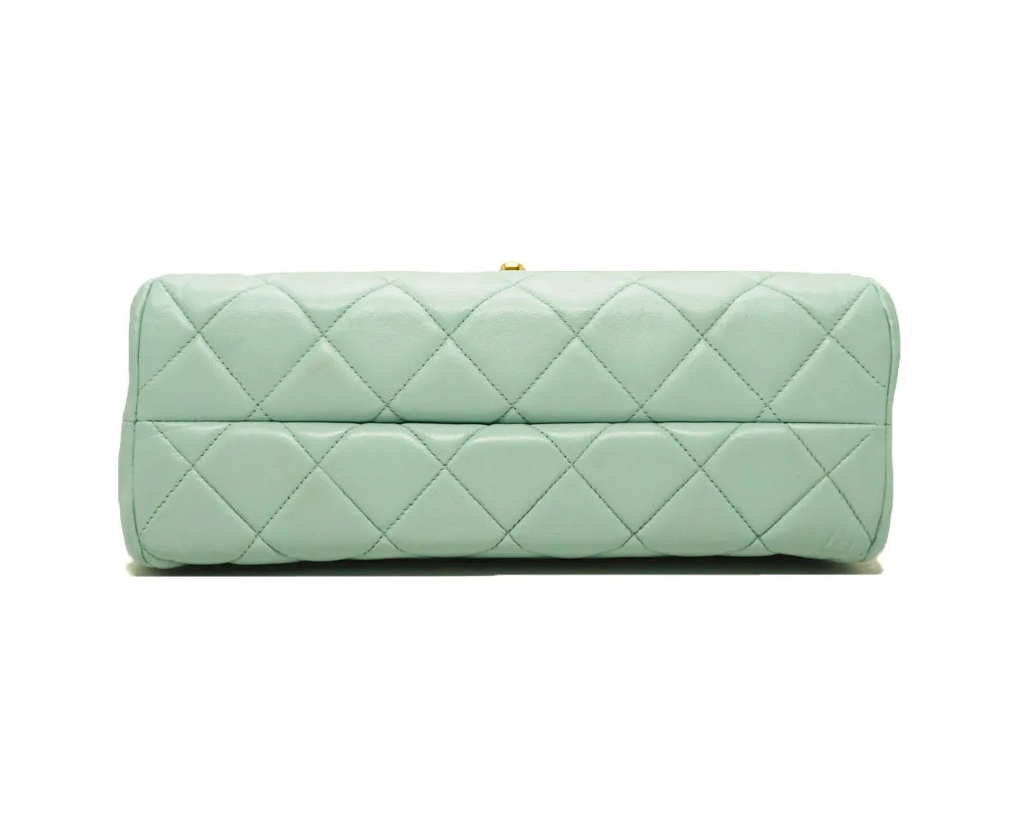Chanel Vintage Rare Pastel Teal Lambskin Envelope Flap