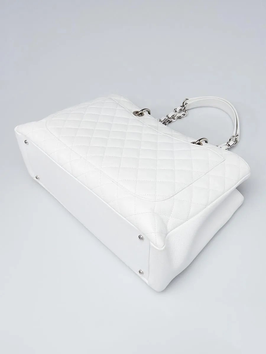 Chanel White Quilted Caviar Grand Shopper Tote GST