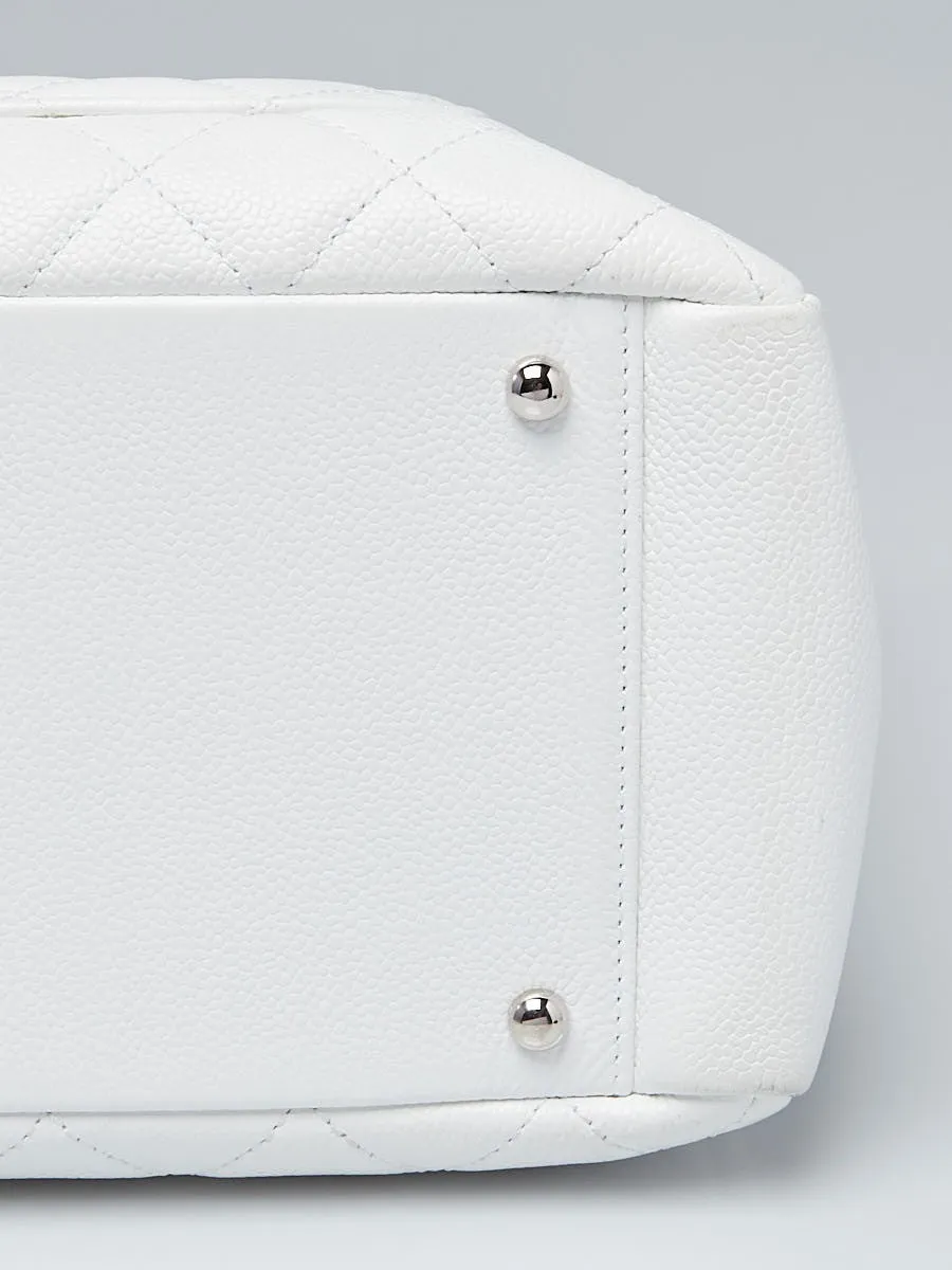 Chanel White Quilted Caviar Grand Shopper Tote GST