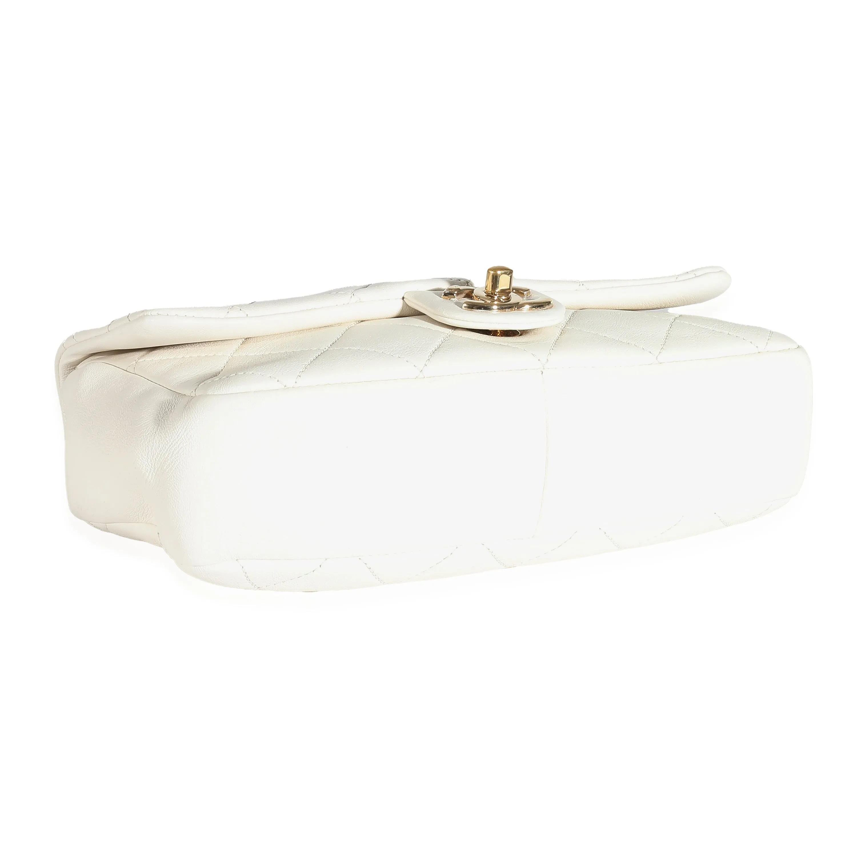 CHANEL White Quilted Lambskin Elegant Chain Flap Bag