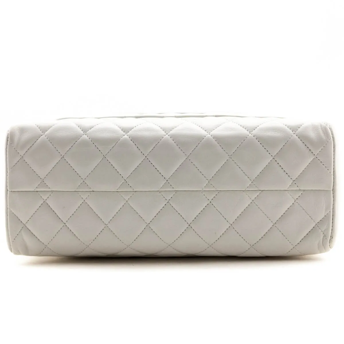 Chanel White Quilted Lambskin Vintage CC Tote Bag