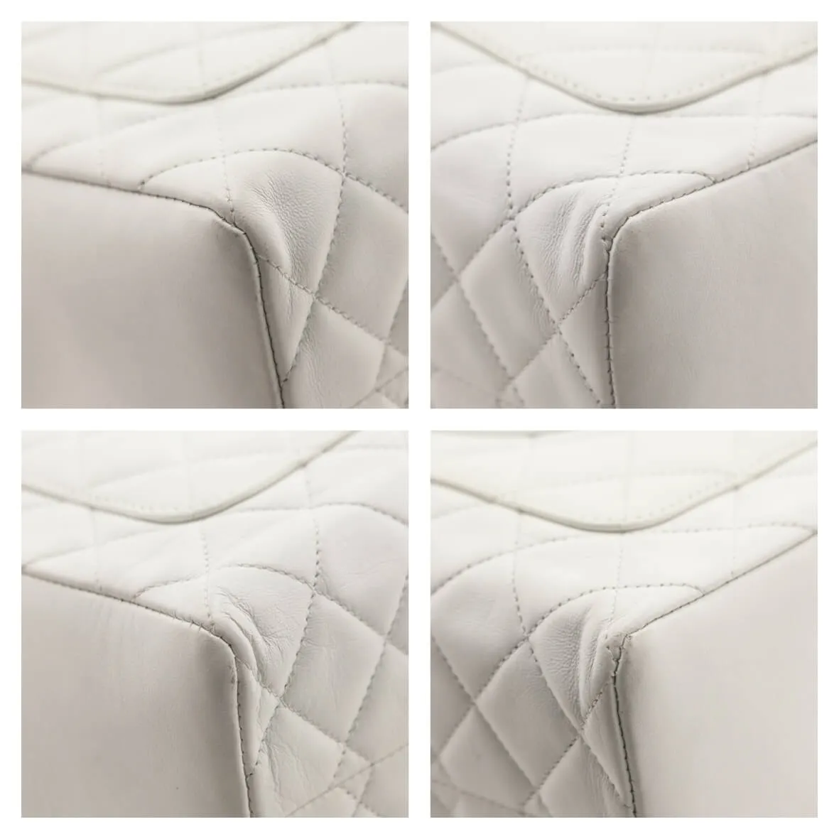 Chanel White Quilted Lambskin Vintage CC Tote Bag