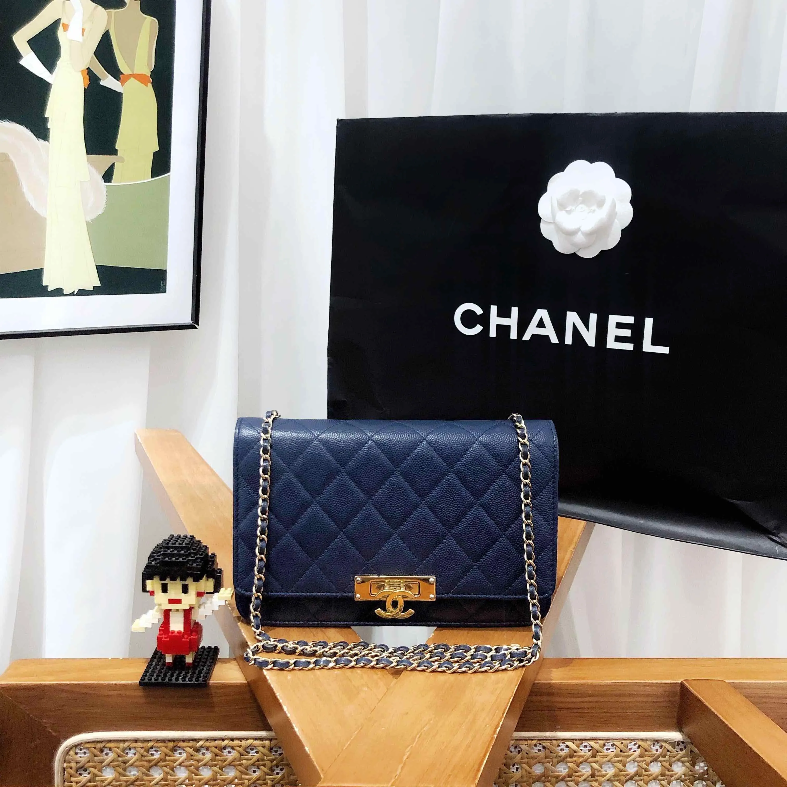 Chanel WOC Boy Flap Navy Wallet on Chain 2017 2018