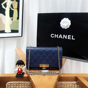 Chanel WOC Boy Flap Navy Wallet on Chain 2017 2018