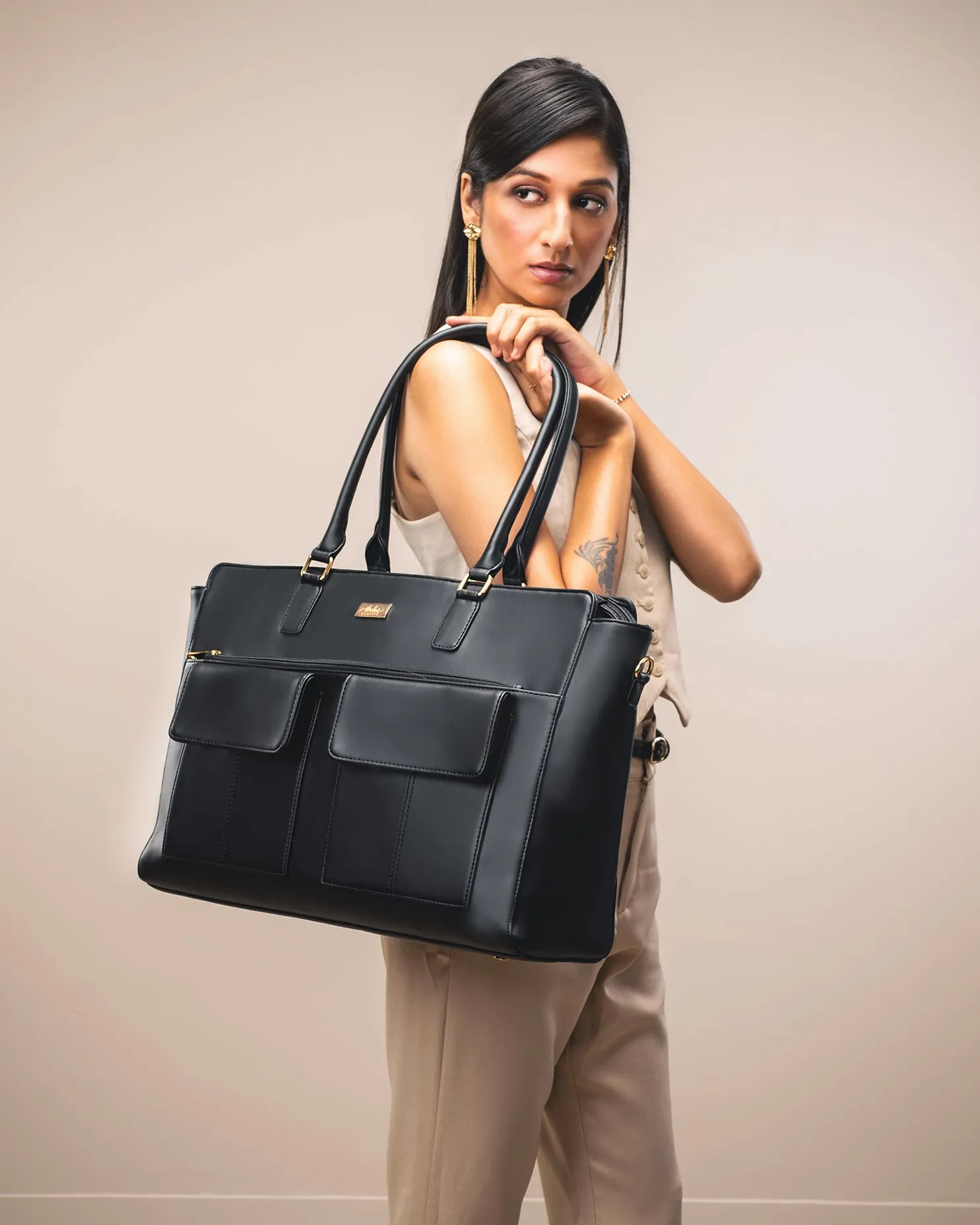 Charcoal Chic Oversized Tote bag for 17" laptop