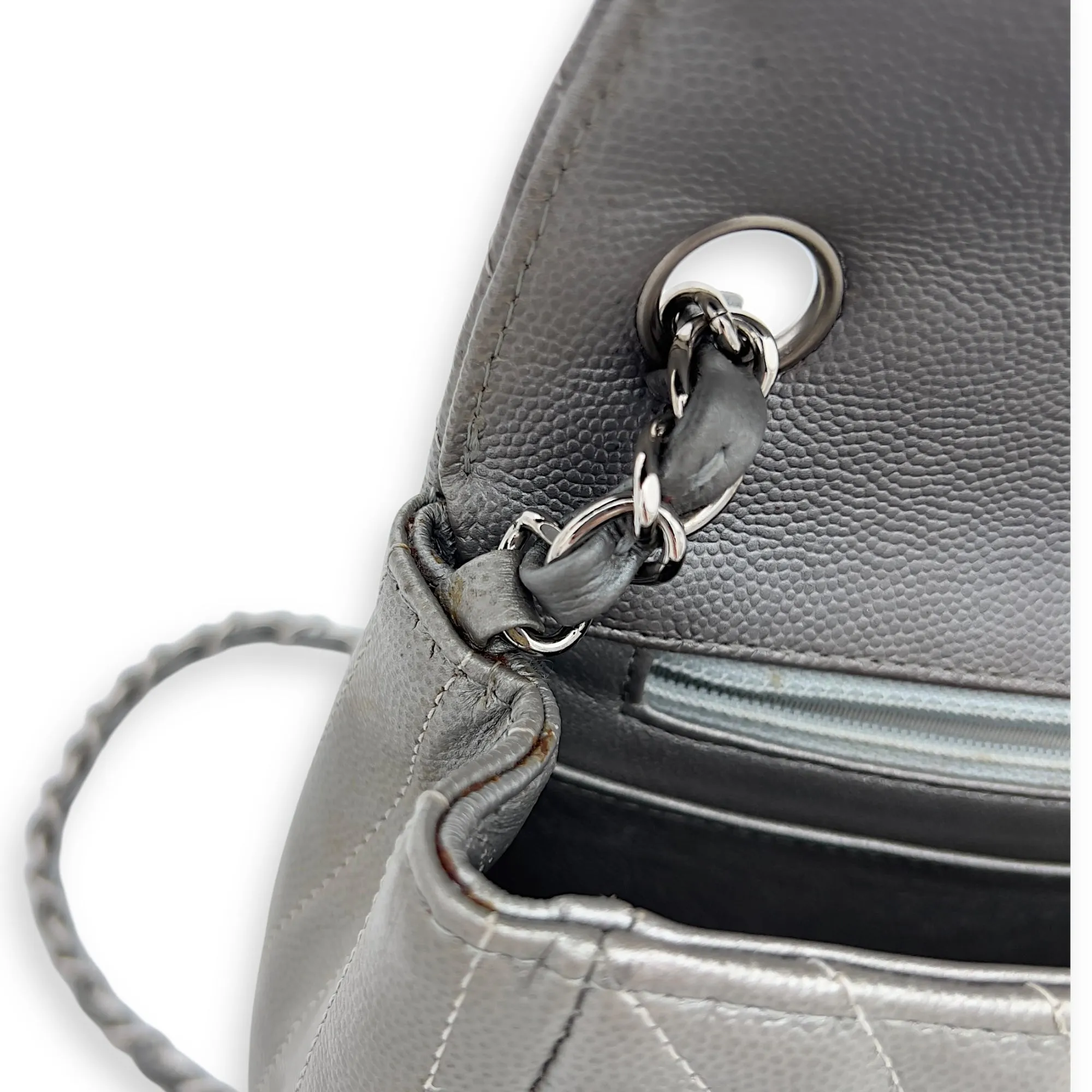 Chevron Square Mini Grey Crossbody Bag in Canvas, Silver hardware