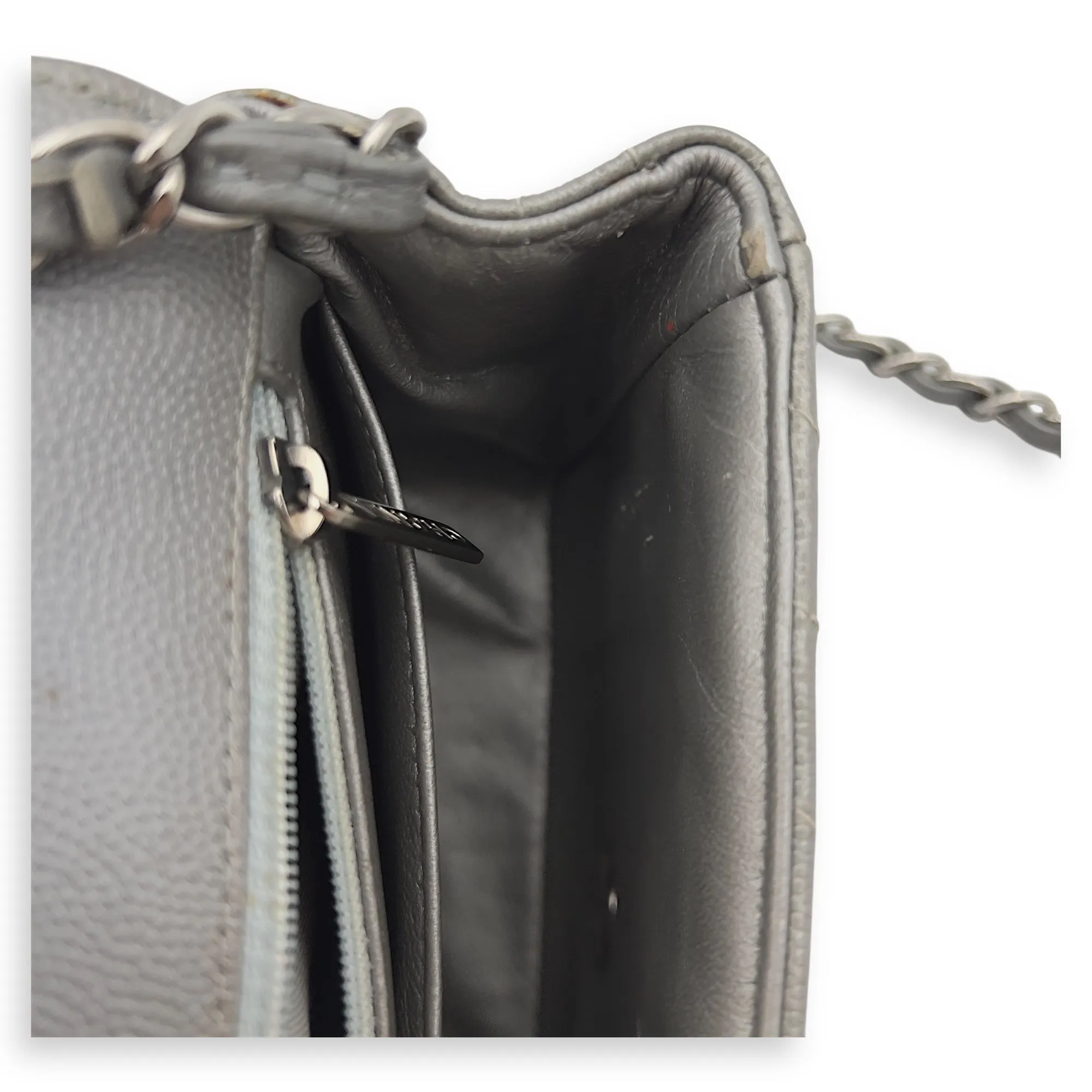 Chevron Square Mini Grey Crossbody Bag in Canvas, Silver hardware
