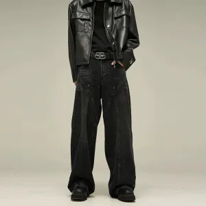 Chicmy-Korean style, Korean men's outfit, minimalist style, street fashion BLACK RODEO DENIM JEANS