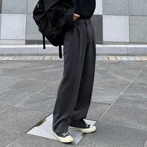 Chicmy-Korean style, Korean men's outfit, minimalist style, street fashion No. 3074 WIDE STRAIGHT LOOSE PANTS