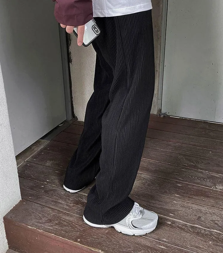 Chicmy-Korean style, Korean men's outfit, minimalist style, street fashion No. 922 PLEATED WIDE PANTS